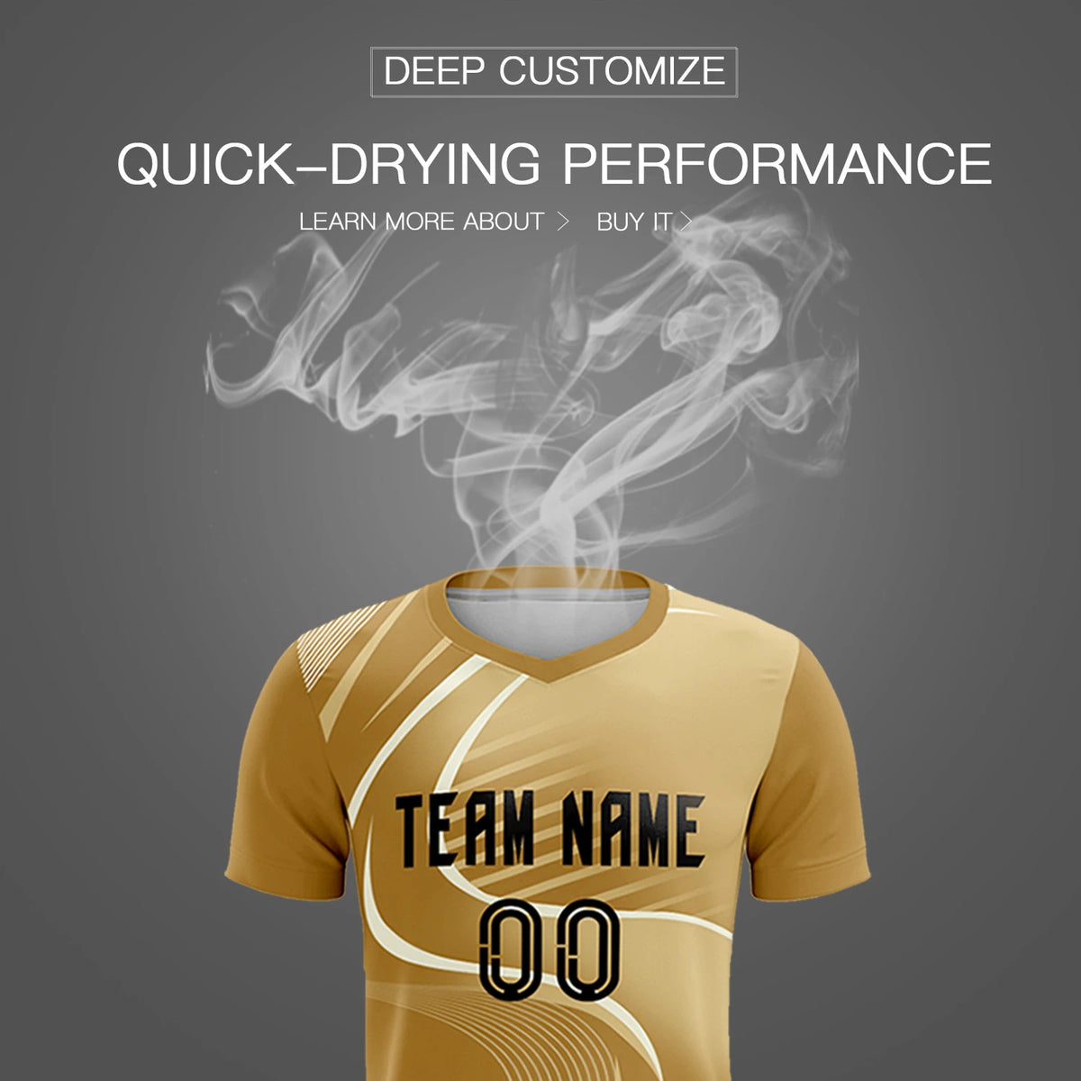 Custom Old Gold Khaki-Khaki Casual Printing Sportswear Soccer Sets Jersey