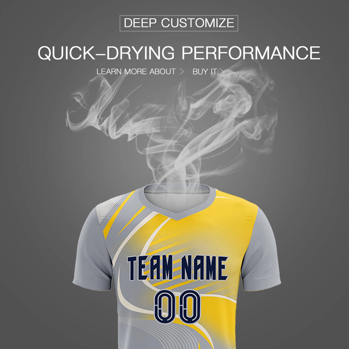 Custom Gray White-Gold01 Casual Printing Sportswear Soccer Sets Jersey