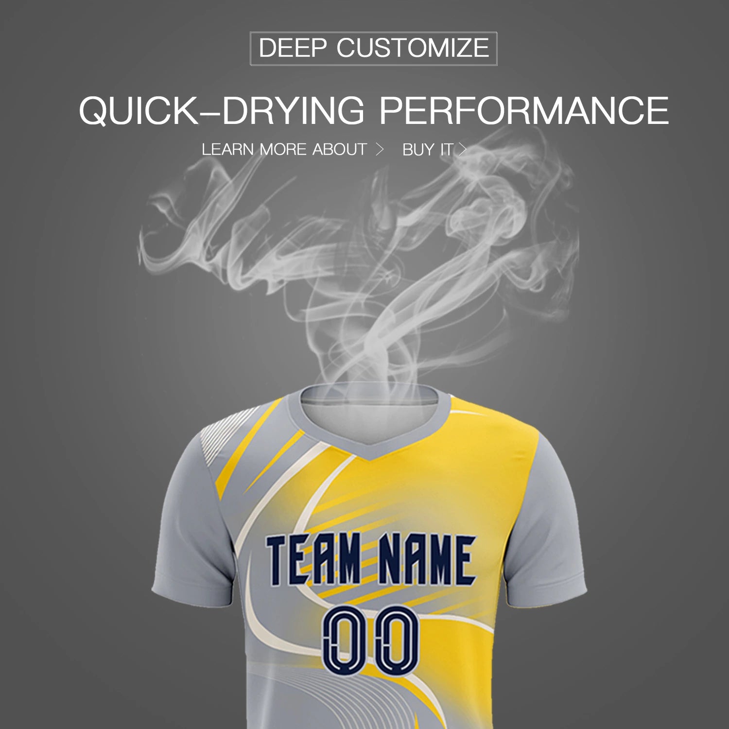 Custom Gray White-Gold01 Casual Printing Sportswear Soccer Sets Jersey