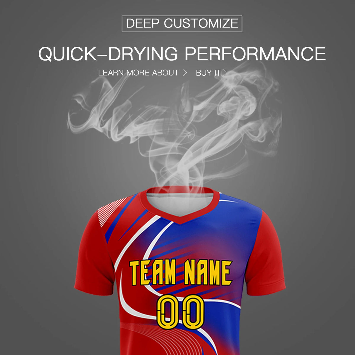 Custom Red White-Royal Blue Casual Printing Sportswear Soccer Sets Jersey