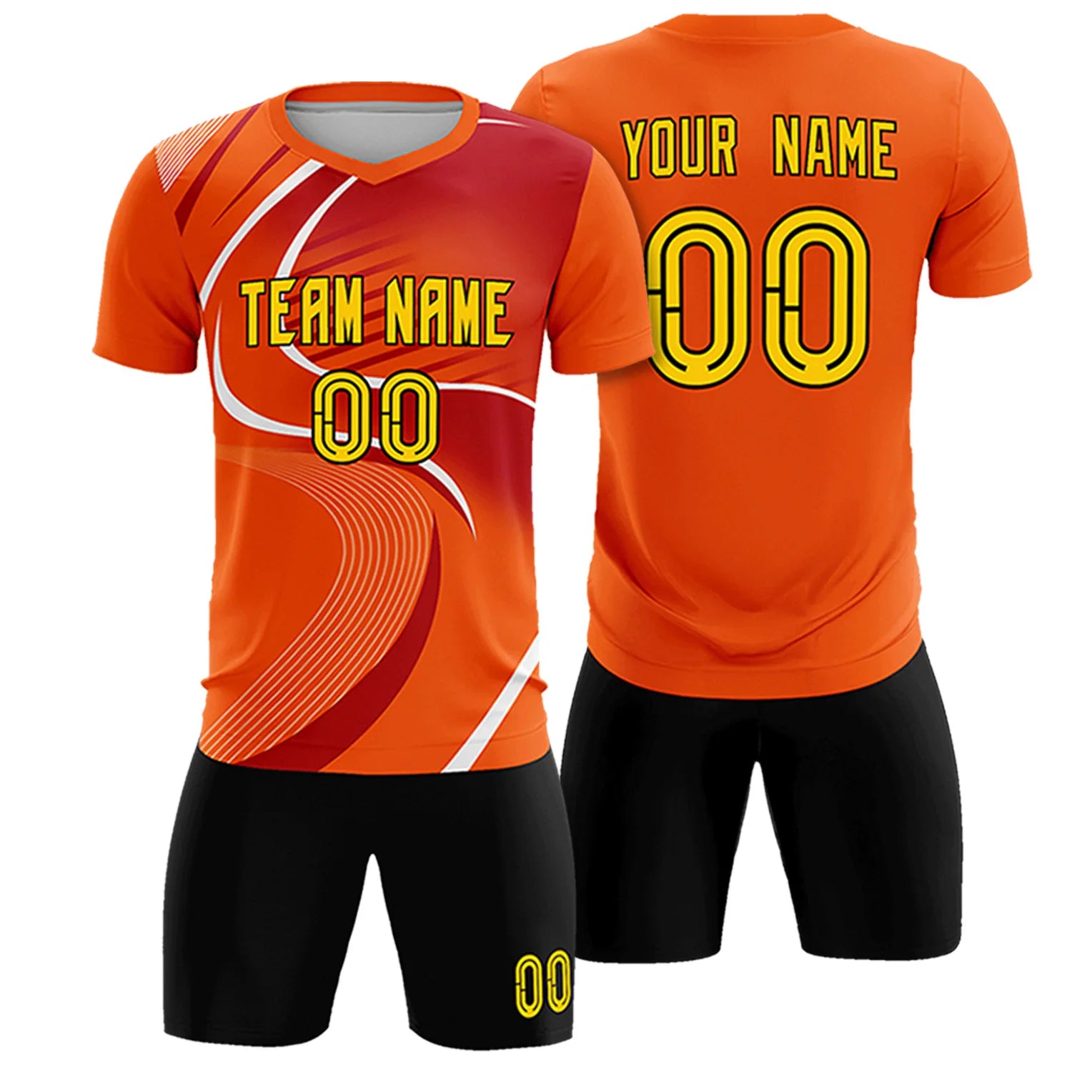 Custom Orange White-Red Casual Printing Sportswear Soccer Sets Jersey