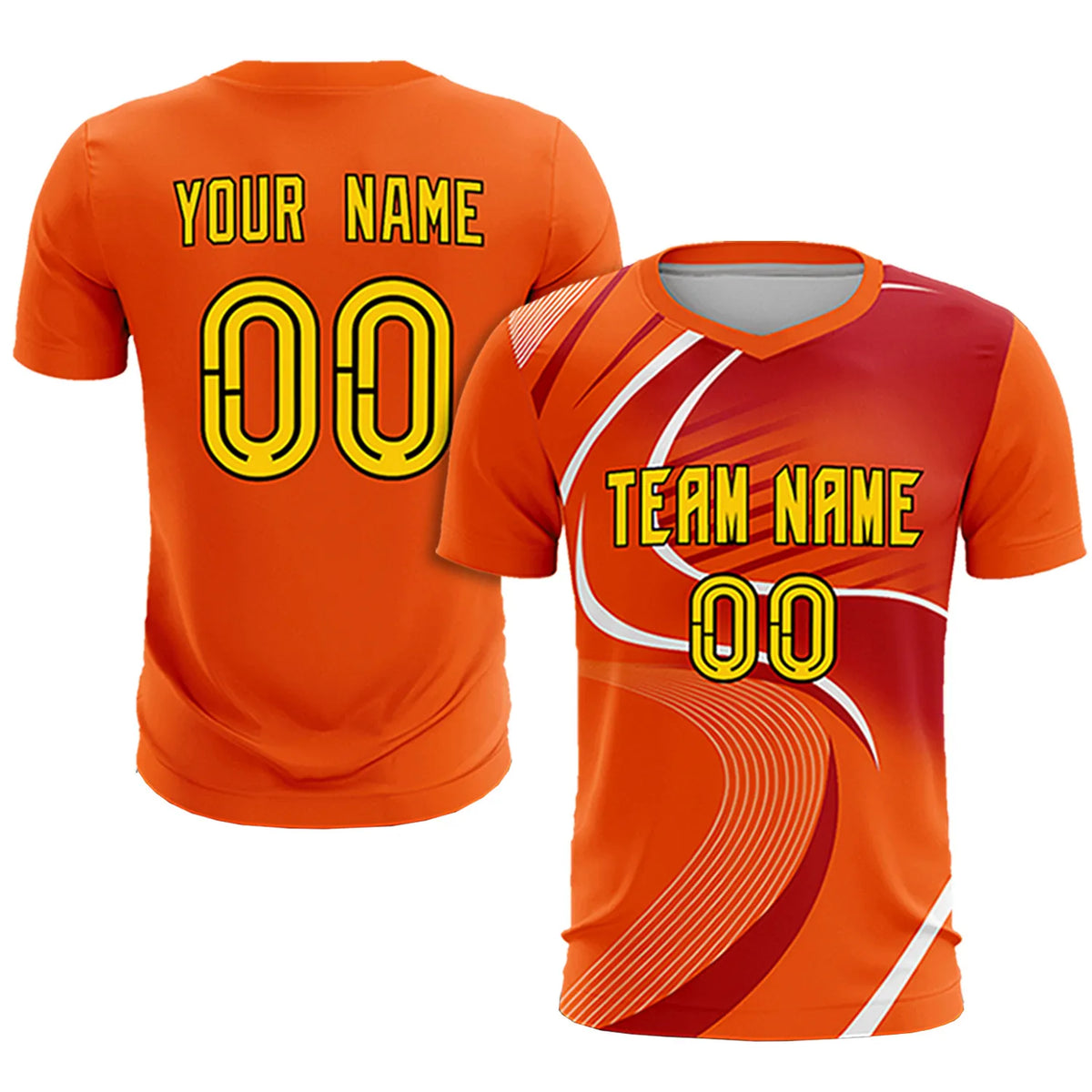 Custom Orange White-Red Casual Printing Sportswear Soccer Sets Jersey