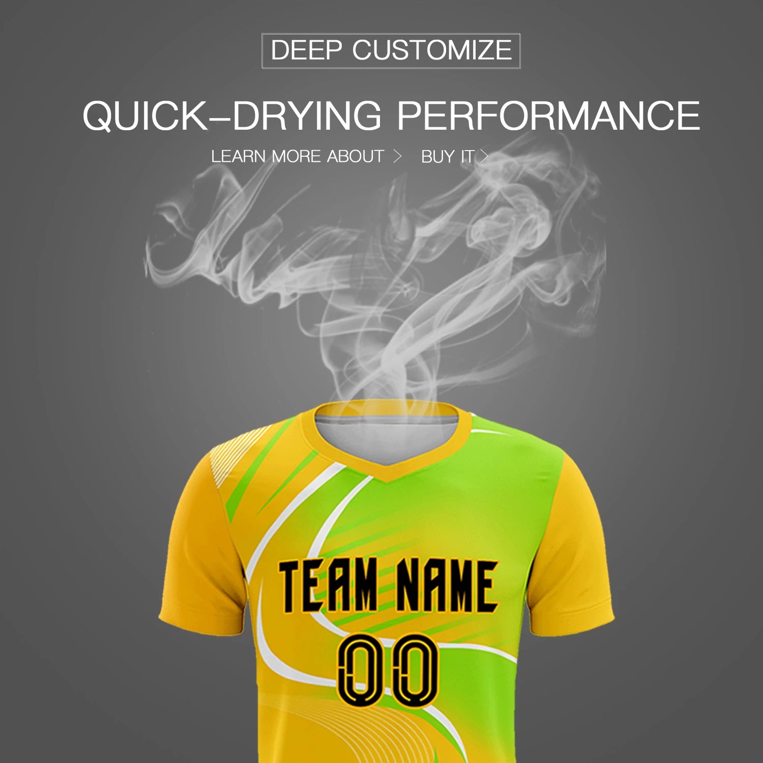 Custom Gold01 White-Neon Green Casual Printing Sportswear Soccer Sets Jersey