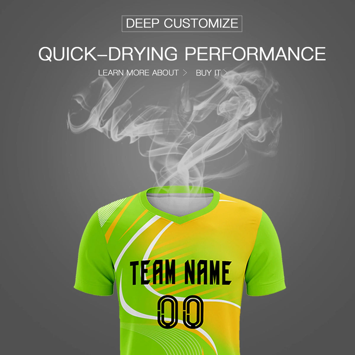 Custom Neon Green White-Gold01 Casual Printing Sportswear Soccer Sets Jersey
