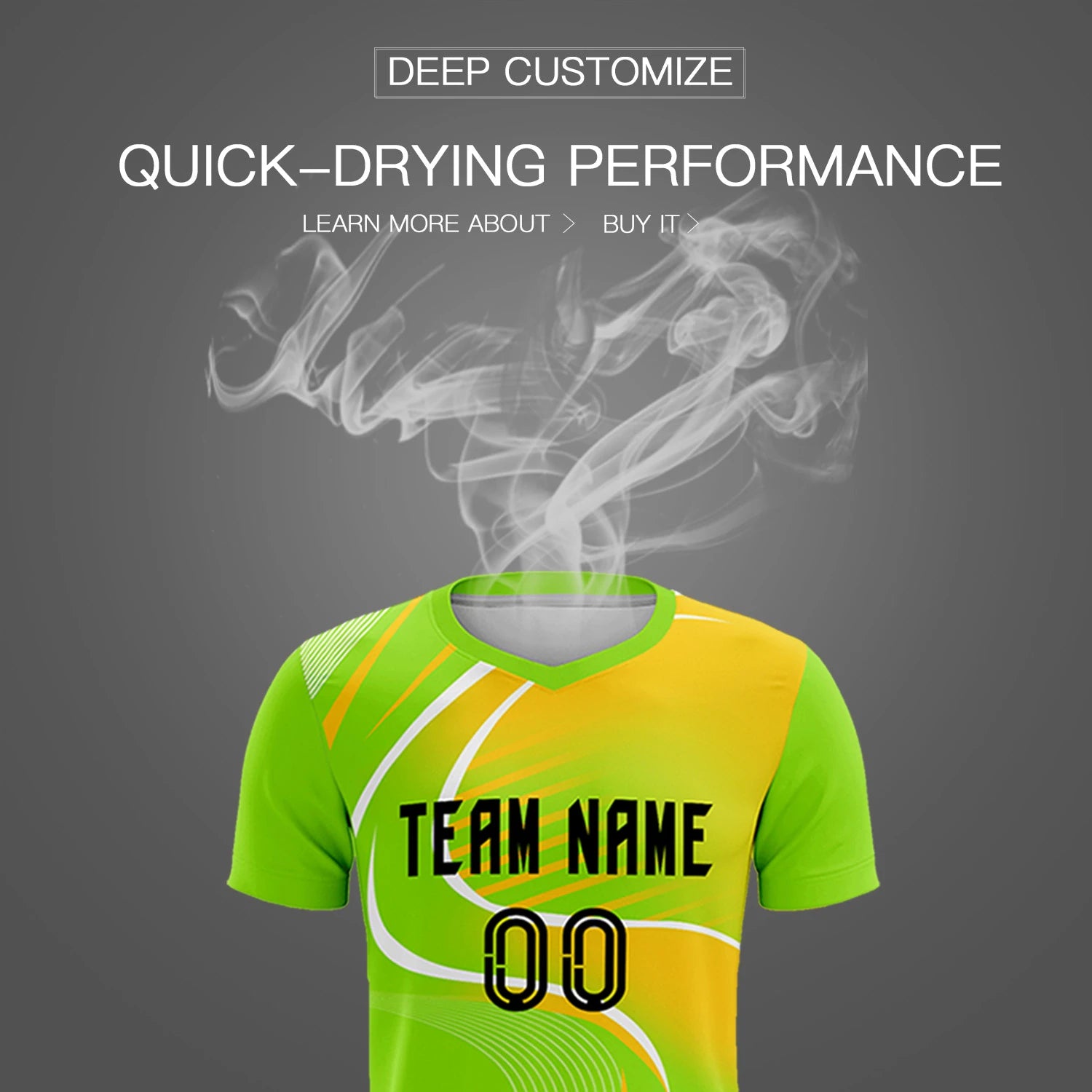 Custom Neon Green White-Gold01 Casual Printing Sportswear Soccer Sets Jersey