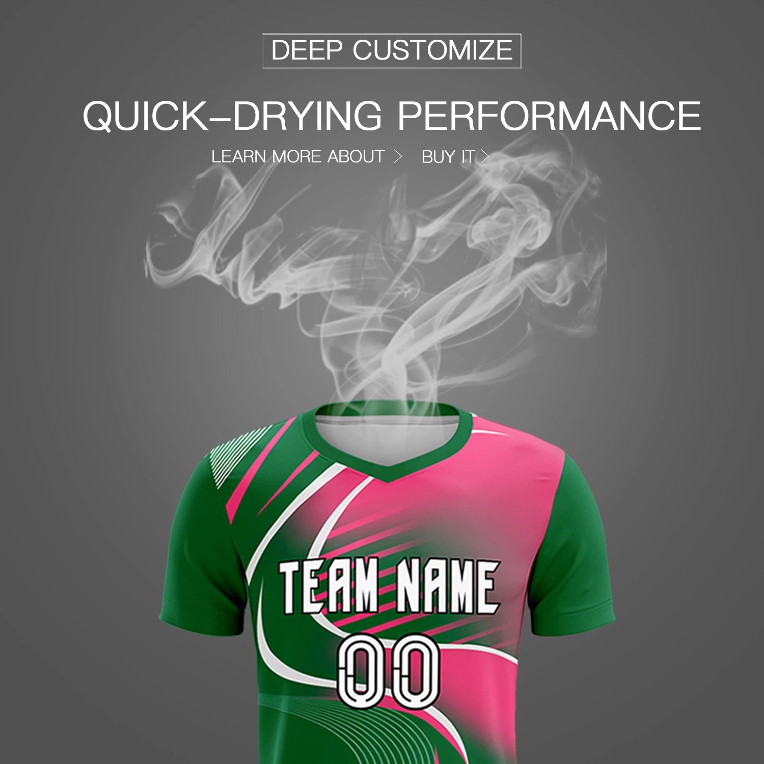 Custom Kelly Green White-Pink Casual Printing Sportswear Soccer Sets Jersey