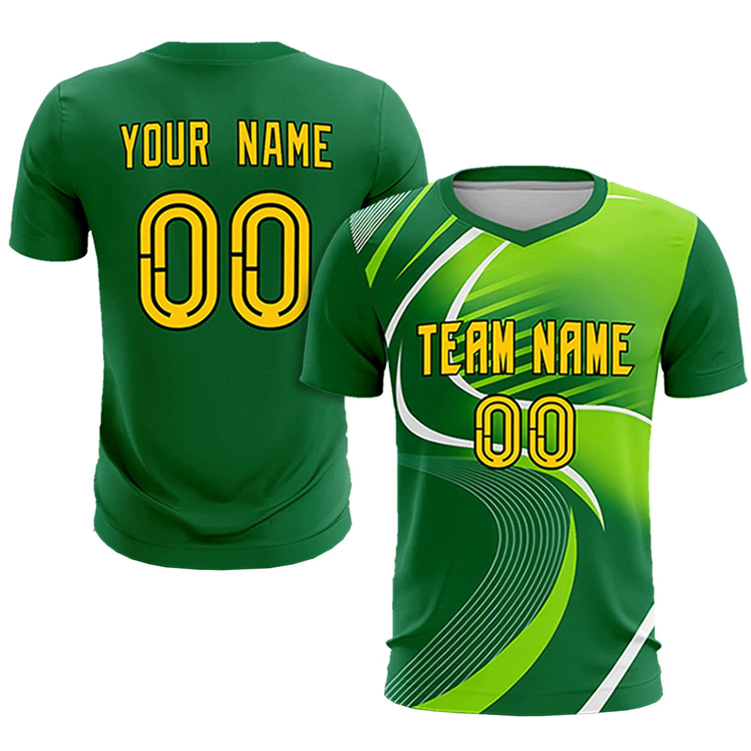 Custom Kelly Green White-Neon Green Casual Printing Sportswear Soccer Sets Jersey