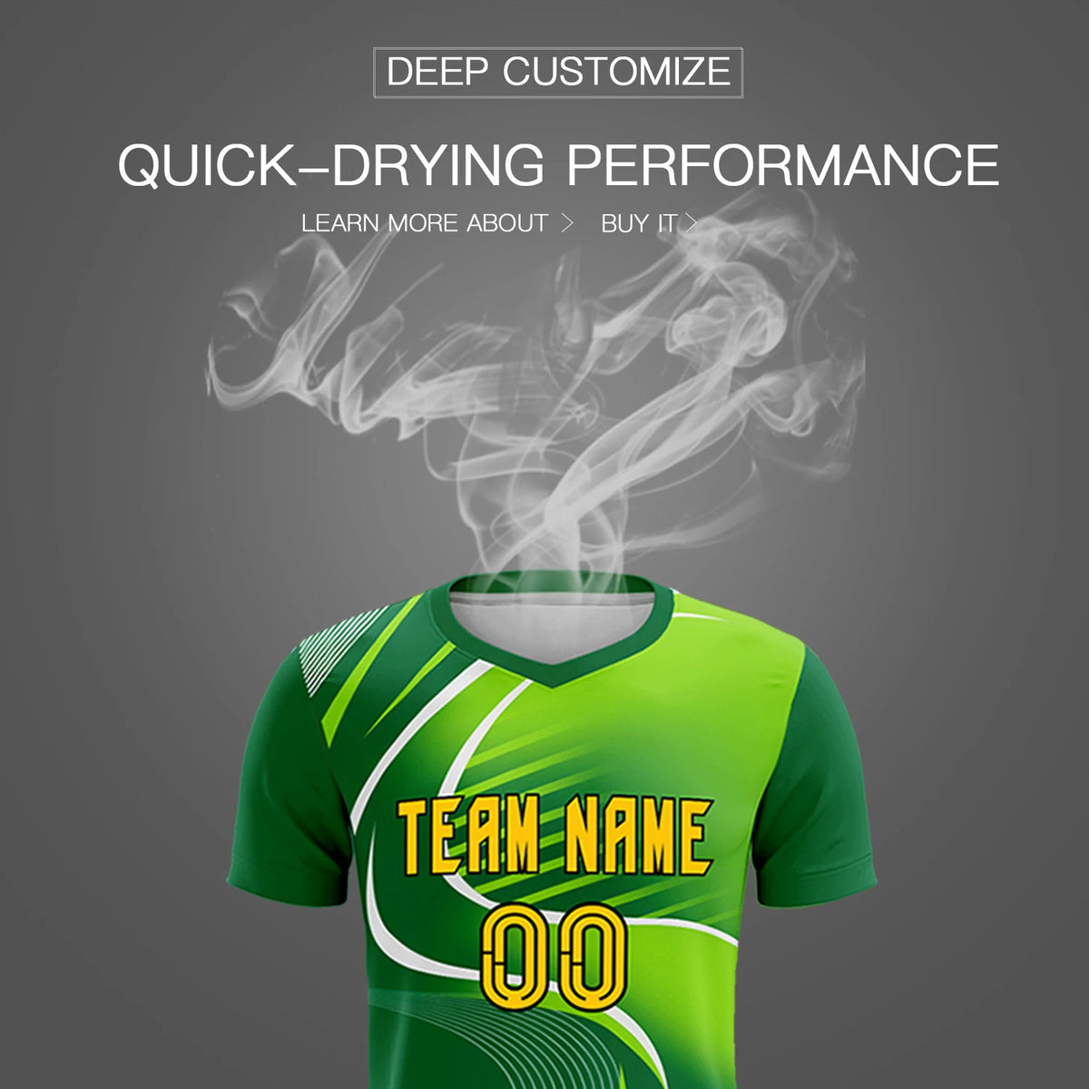 Custom Kelly Green White-Neon Green Casual Printing Sportswear Soccer Sets Jersey