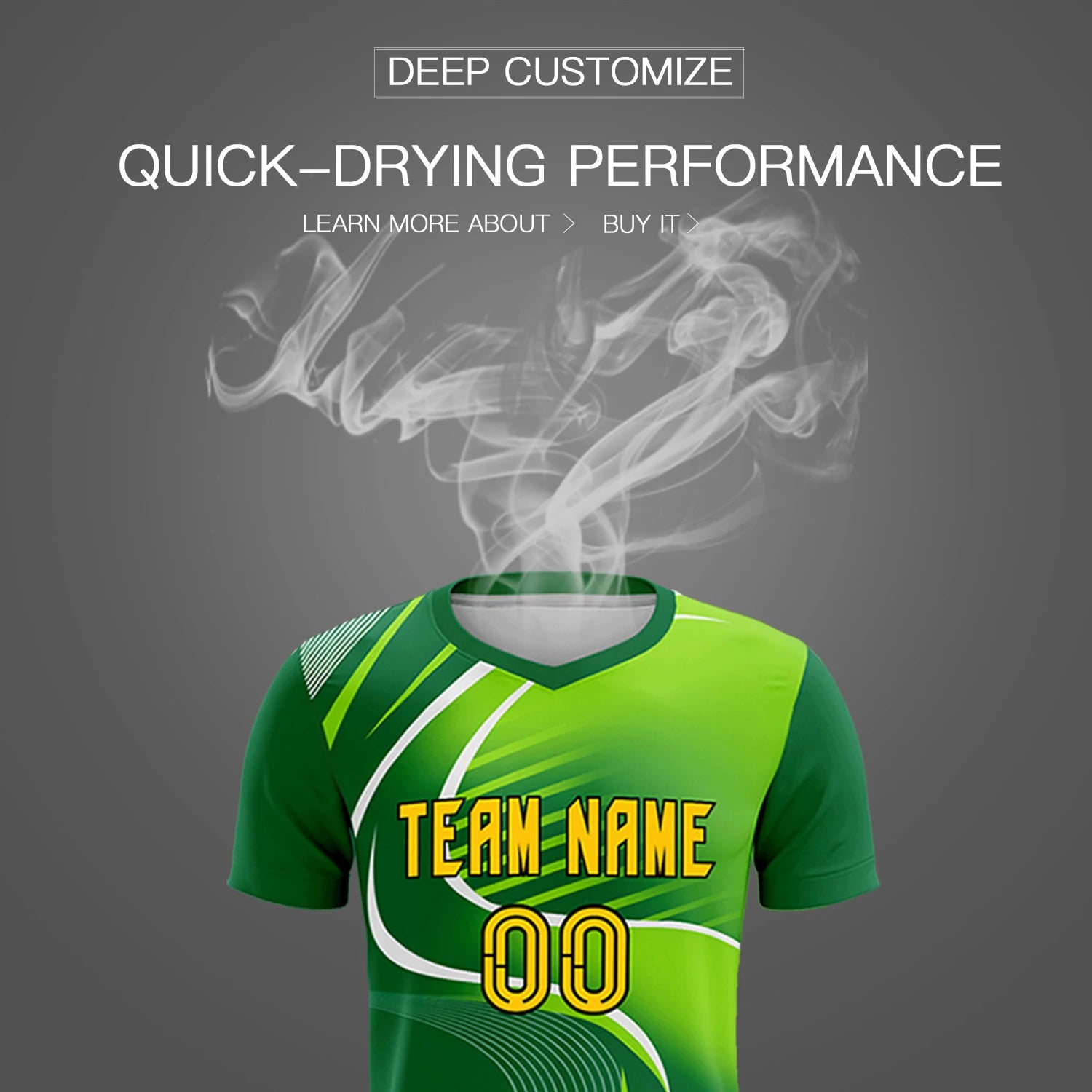 Custom Kelly Green White-Neon Green Casual Printing Sportswear Soccer Sets Jersey