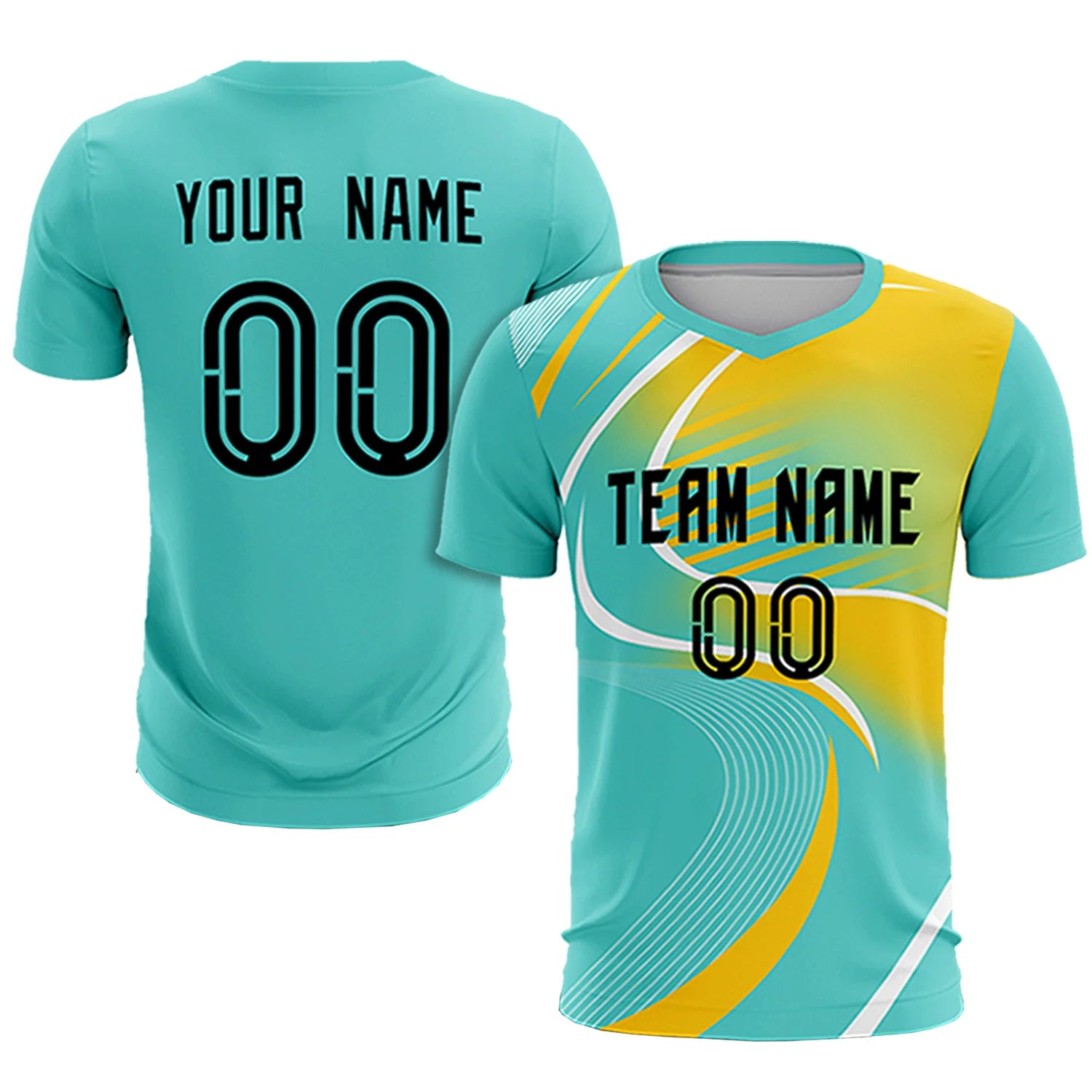 Custom Bright Green White-Gold01 Casual Printing Sportswear Soccer Sets Jersey