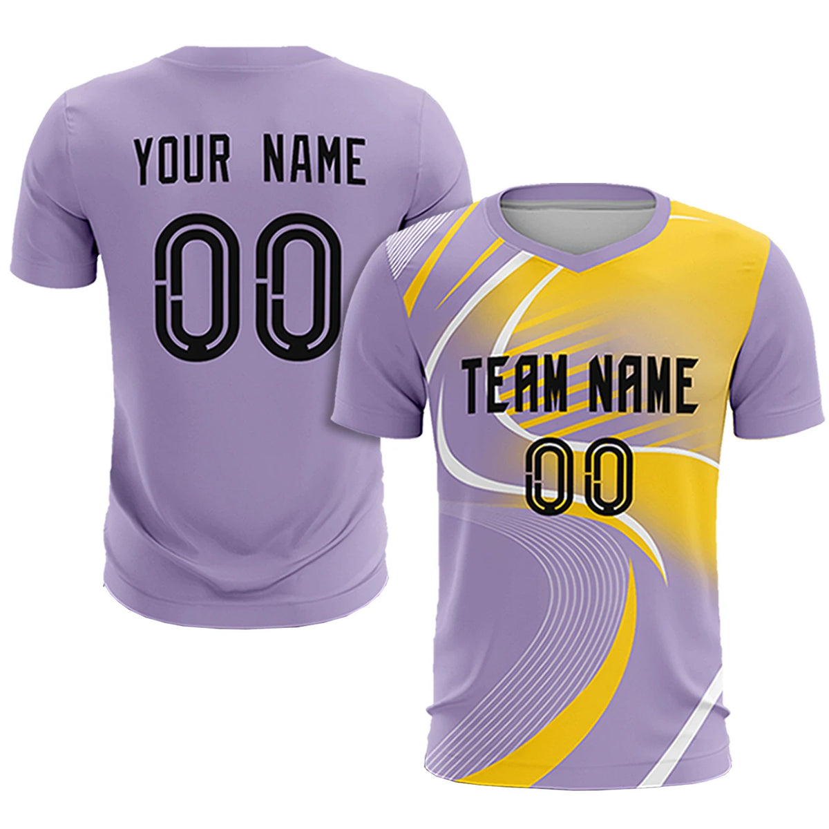 Custom Light Purple White-Gold01 Casual Printing Sportswear Soccer Sets Jersey