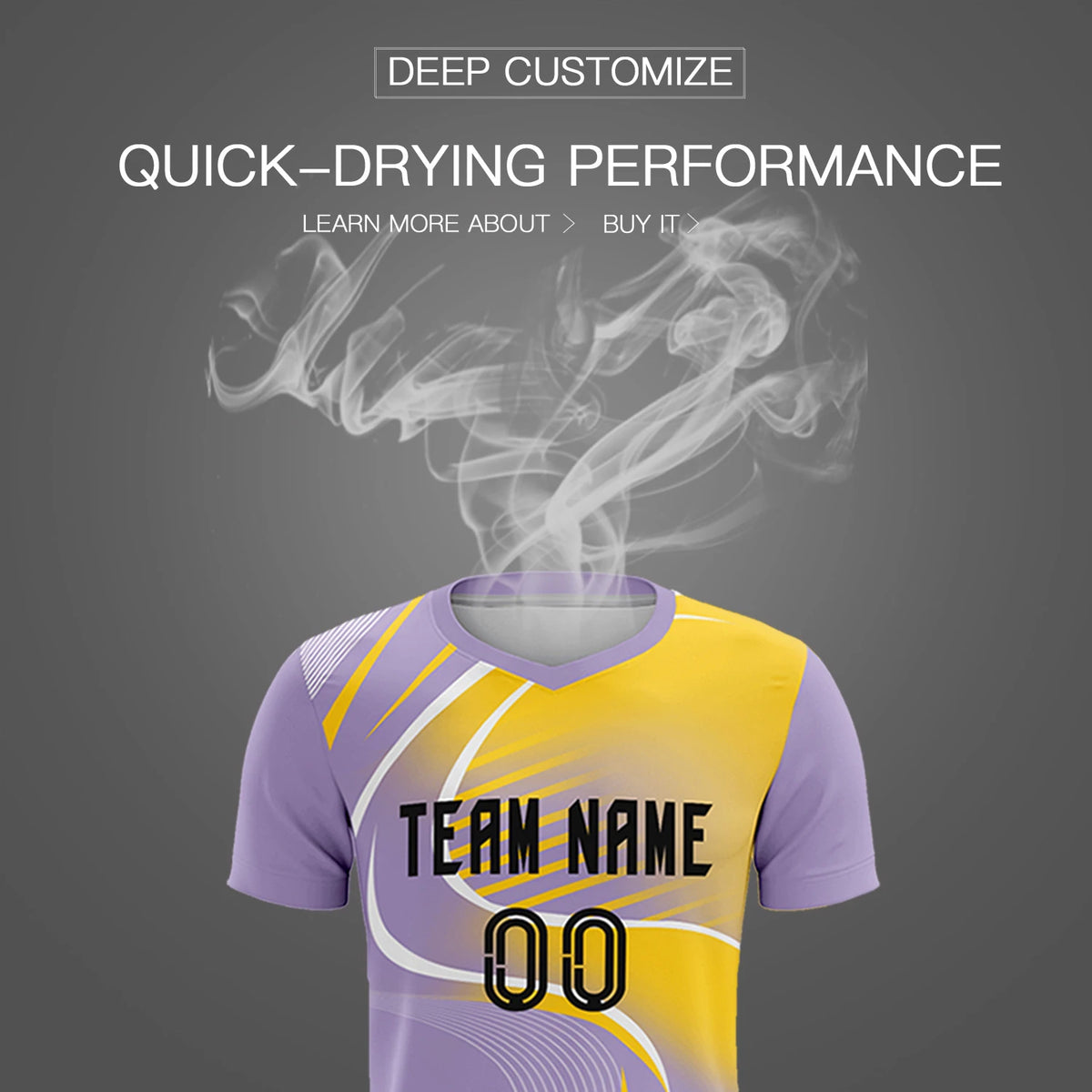 Custom Light Purple White-Gold01 Casual Printing Sportswear Soccer Sets Jersey