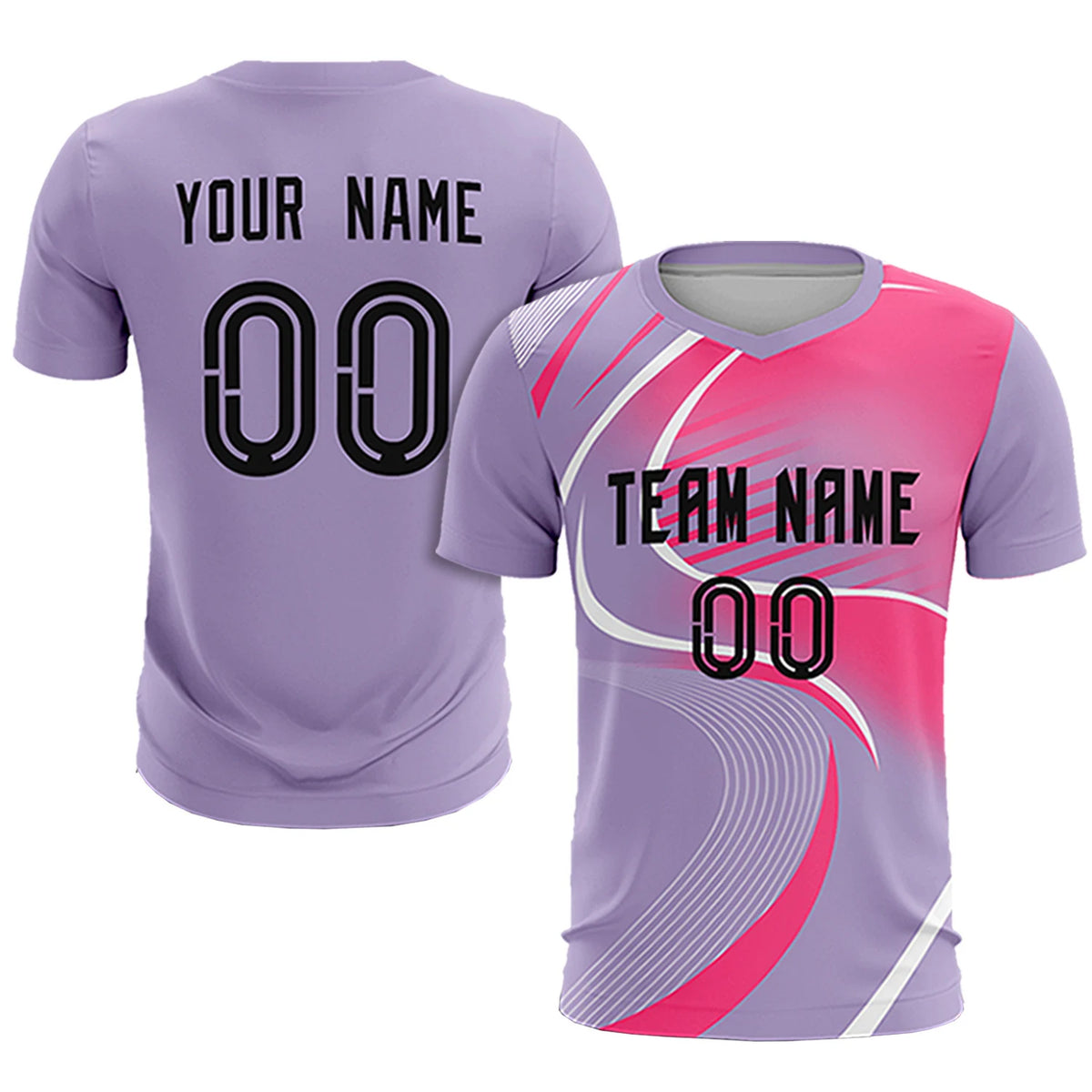 Custom Light Purple White-Pink Casual Printing Sportswear Soccer Sets Jersey