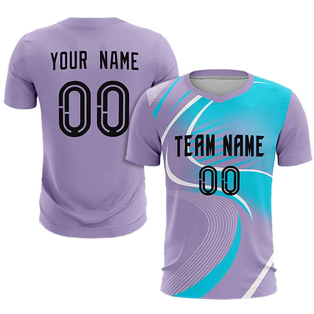 Custom Light Purple White-Sky Blue Casual Printing Sportswear Soccer Sets Jersey