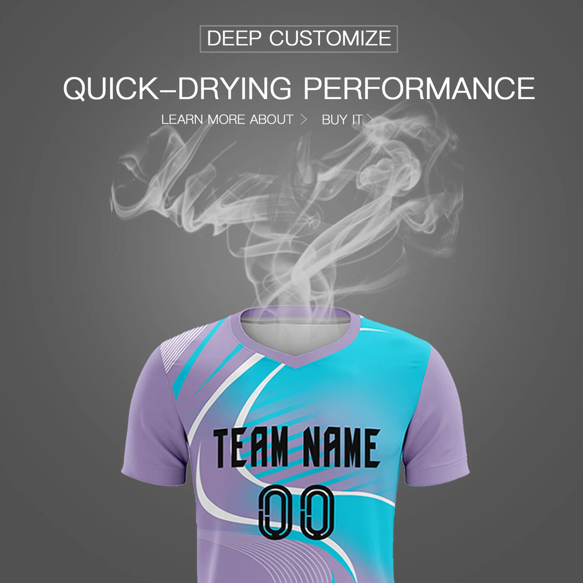 Custom Light Purple White-Sky Blue Casual Printing Sportswear Soccer Sets Jersey