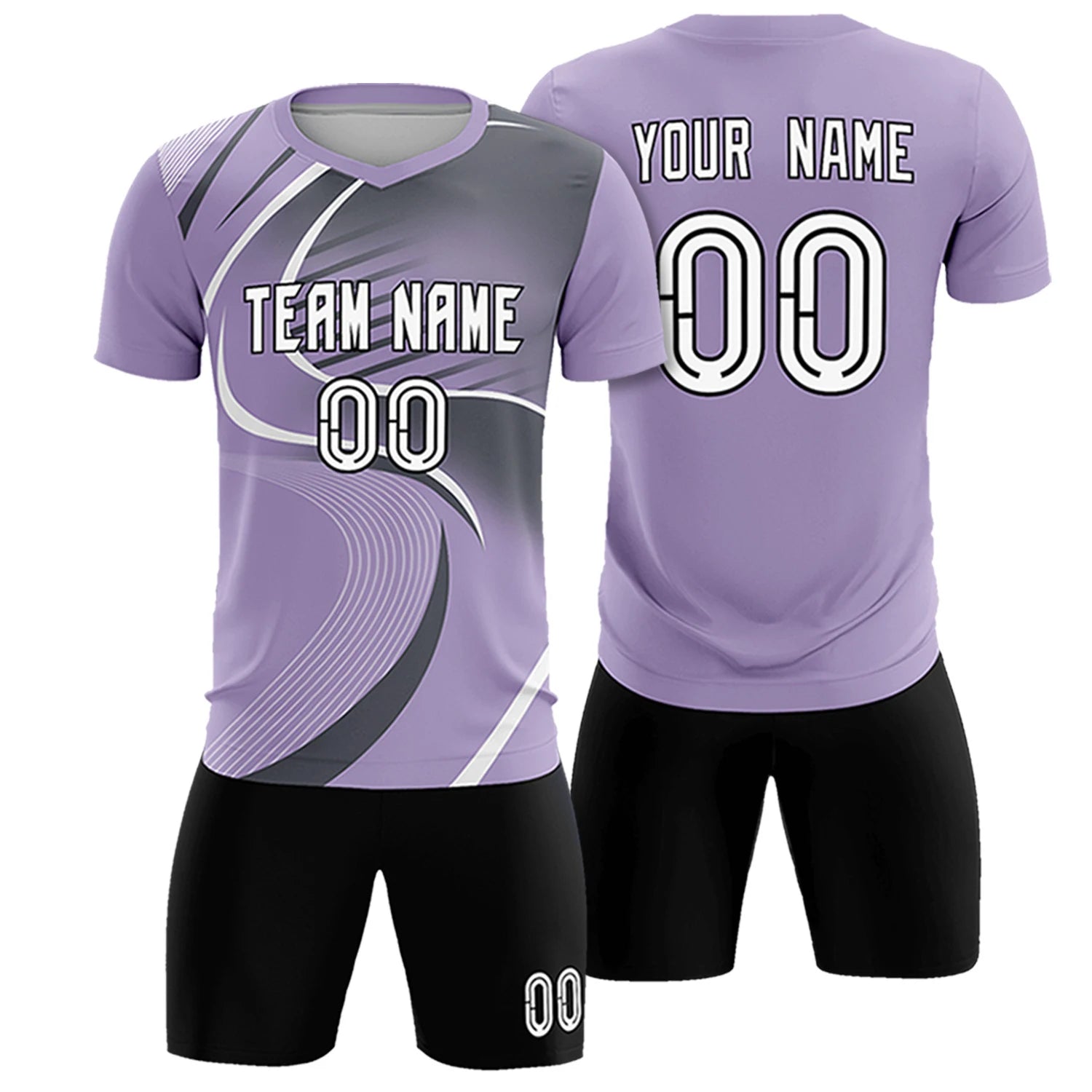Custom Light Purple White-Gray Casual Printing Sportswear Soccer Sets Jersey