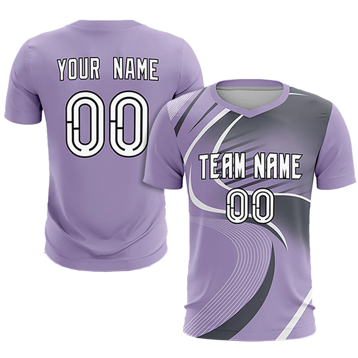 Custom Light Purple White-Gray Casual Printing Sportswear Soccer Sets Jersey