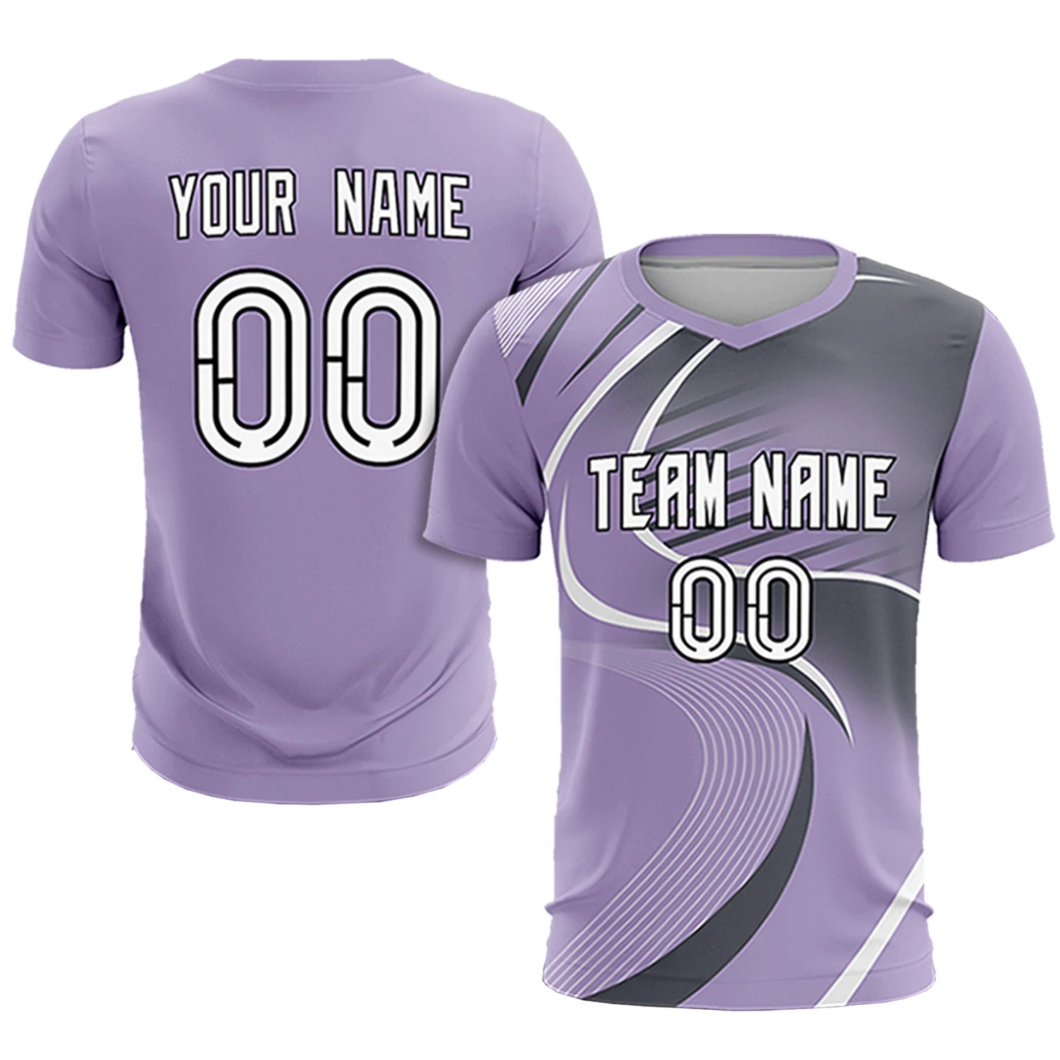 Custom Light Purple White-Gray Casual Printing Sportswear Soccer Sets Jersey