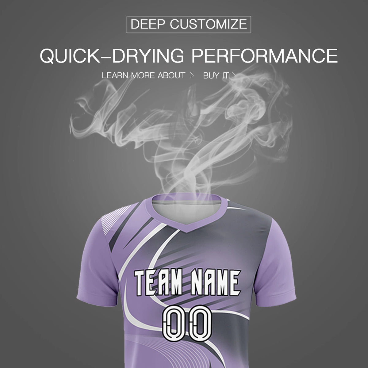 Custom Light Purple White-Gray Casual Printing Sportswear Soccer Sets Jersey