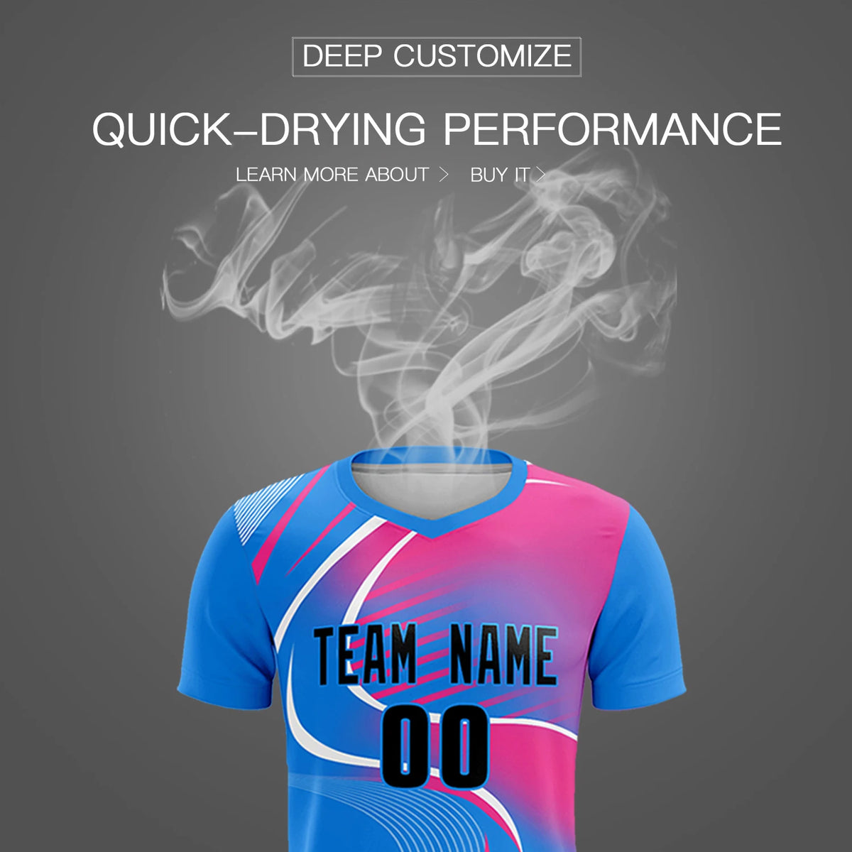 Custom Powder Blue White-Pink Casual Printing Sportswear Soccer Sets Jersey