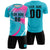 Custom Aqua White-Pink Casual Printing Sportswear Soccer Sets Jersey