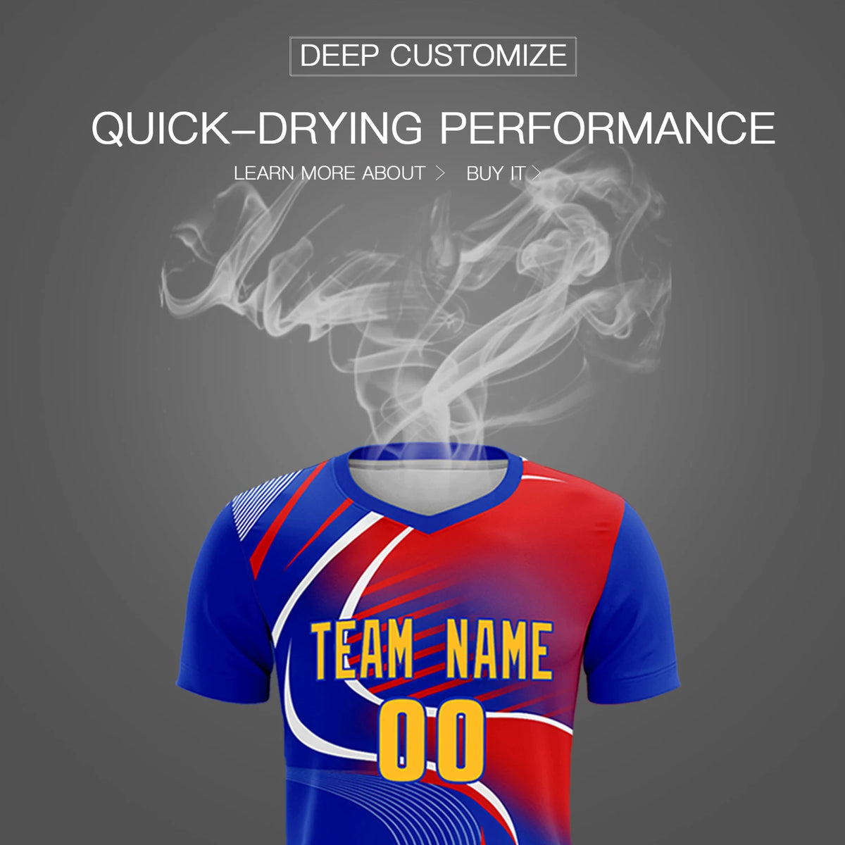 Custom Royal Blue White-Red Casual Printing Sportswear Soccer Sets Jersey