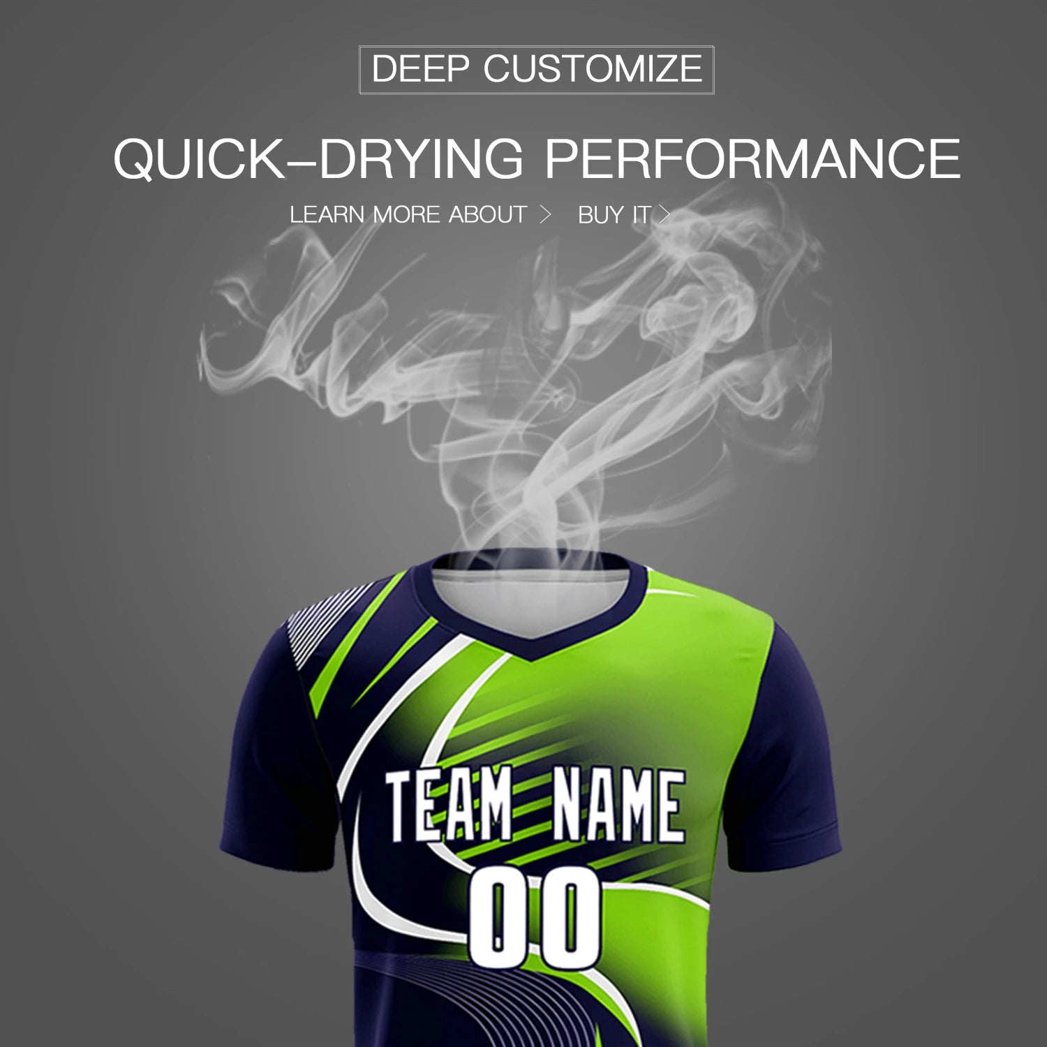Custom Navy White-Neon Green Casual Printing Sportswear Soccer Sets Jersey