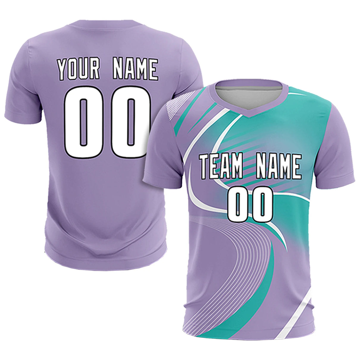 Custom Light Purple White-Bright Green Casual Printing Sportswear Soccer Sets Jersey