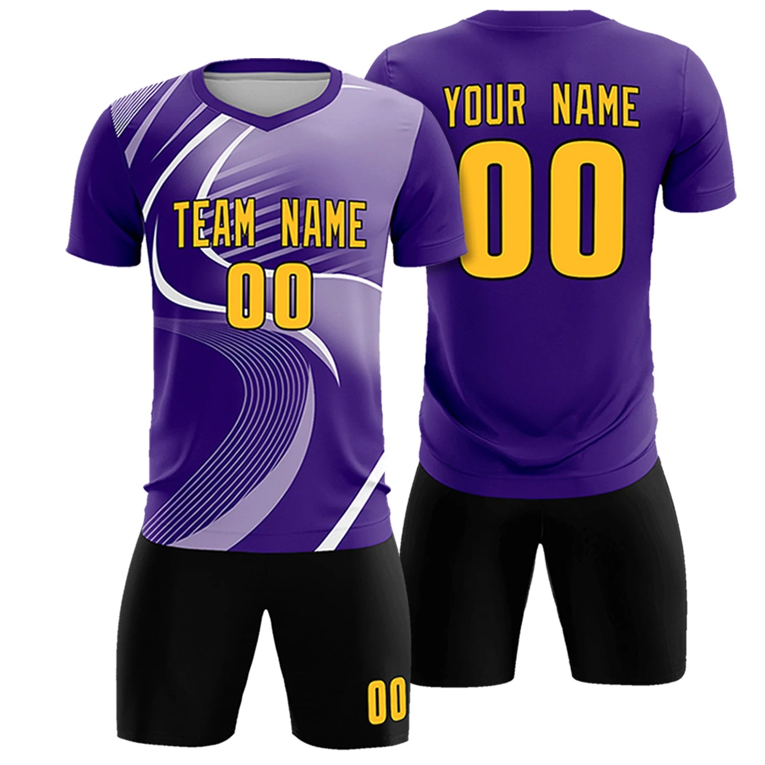Custom Purple White-Light Purple Casual Printing Sportswear Soccer Sets Jersey