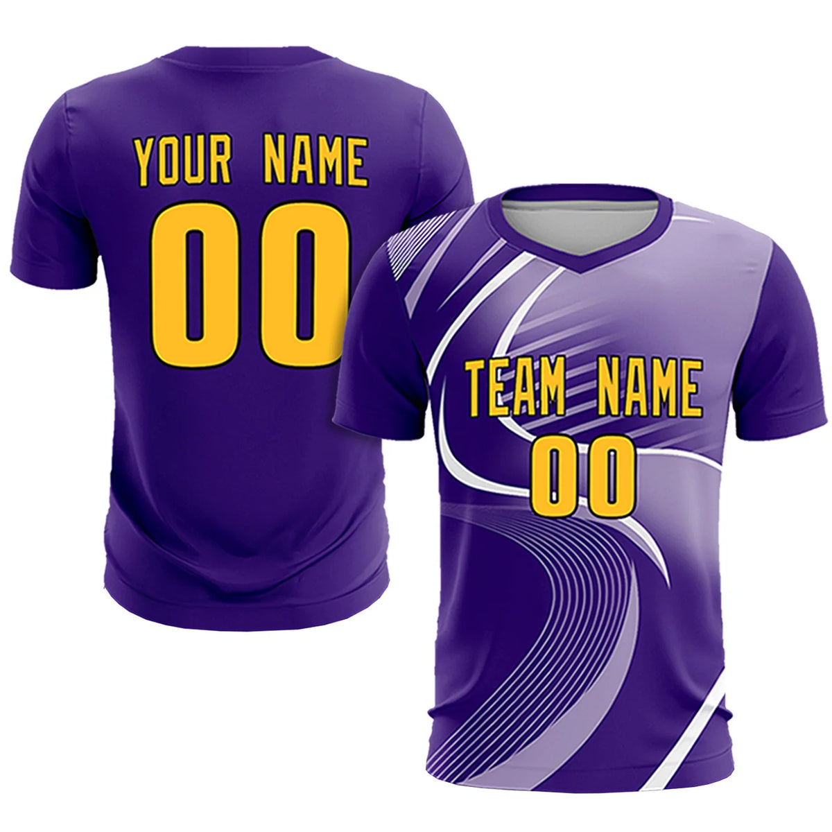 Custom Purple White-Light Purple Casual Printing Sportswear Soccer Sets Jersey