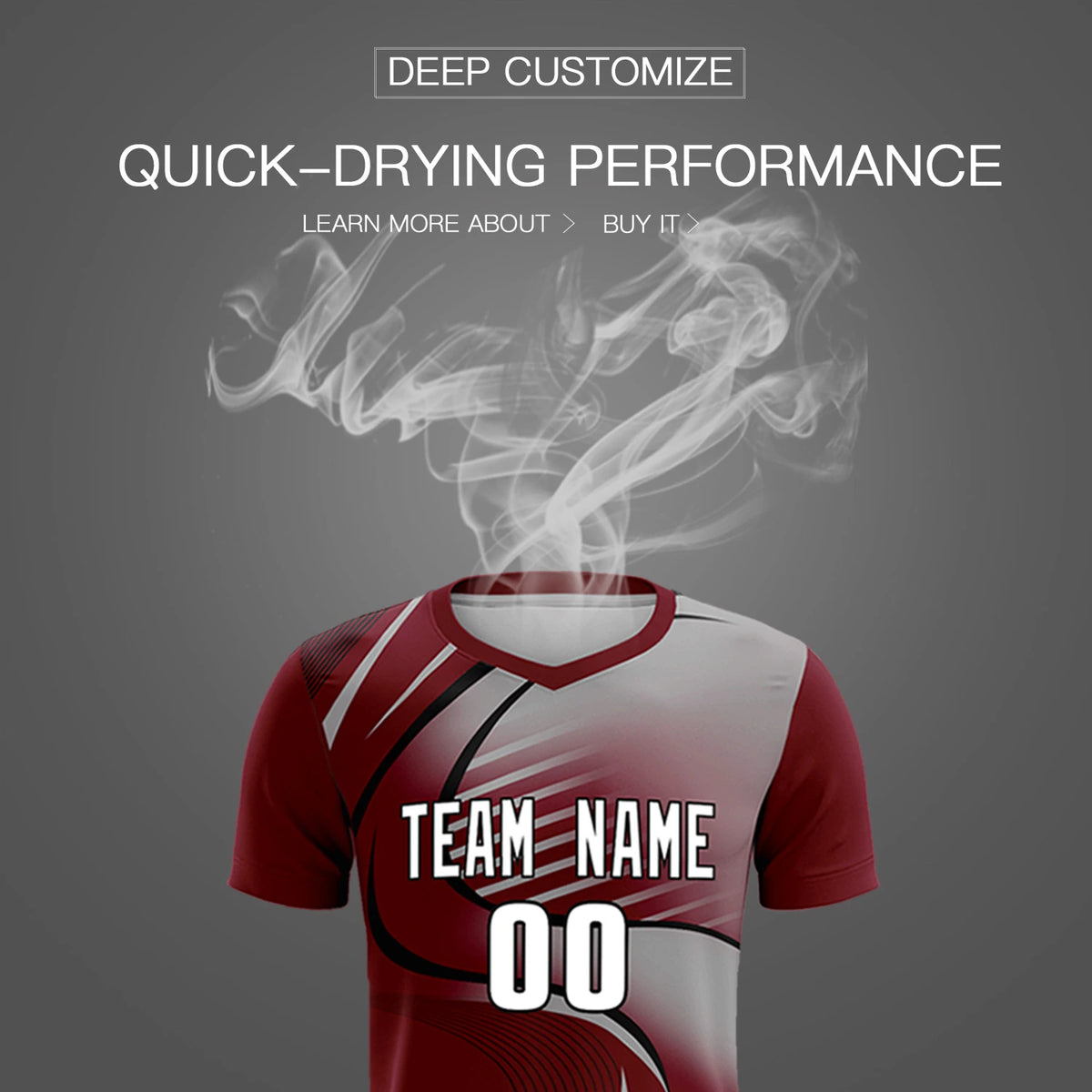 Custom Crimson Black-Gray Casual Printing Sportswear Soccer Sets Jersey