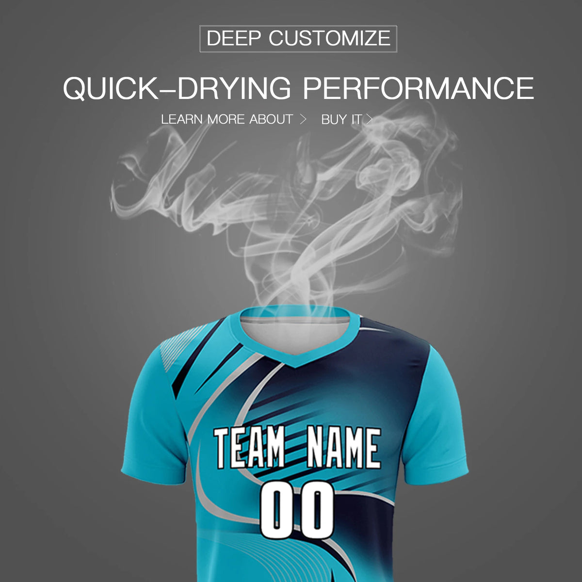 Custom Powder Blue Gray-Navy Casual Printing Sportswear Soccer Sets Jersey