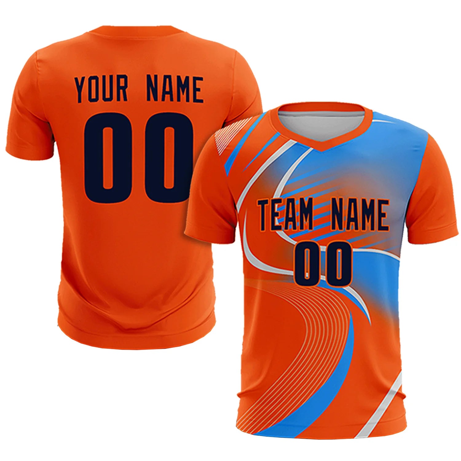 Custom Orange Gray-Light Blue Casual Printing Sportswear Soccer Sets Jersey