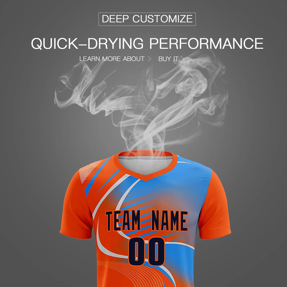 Custom Orange Gray-Light Blue Casual Printing Sportswear Soccer Sets Jersey
