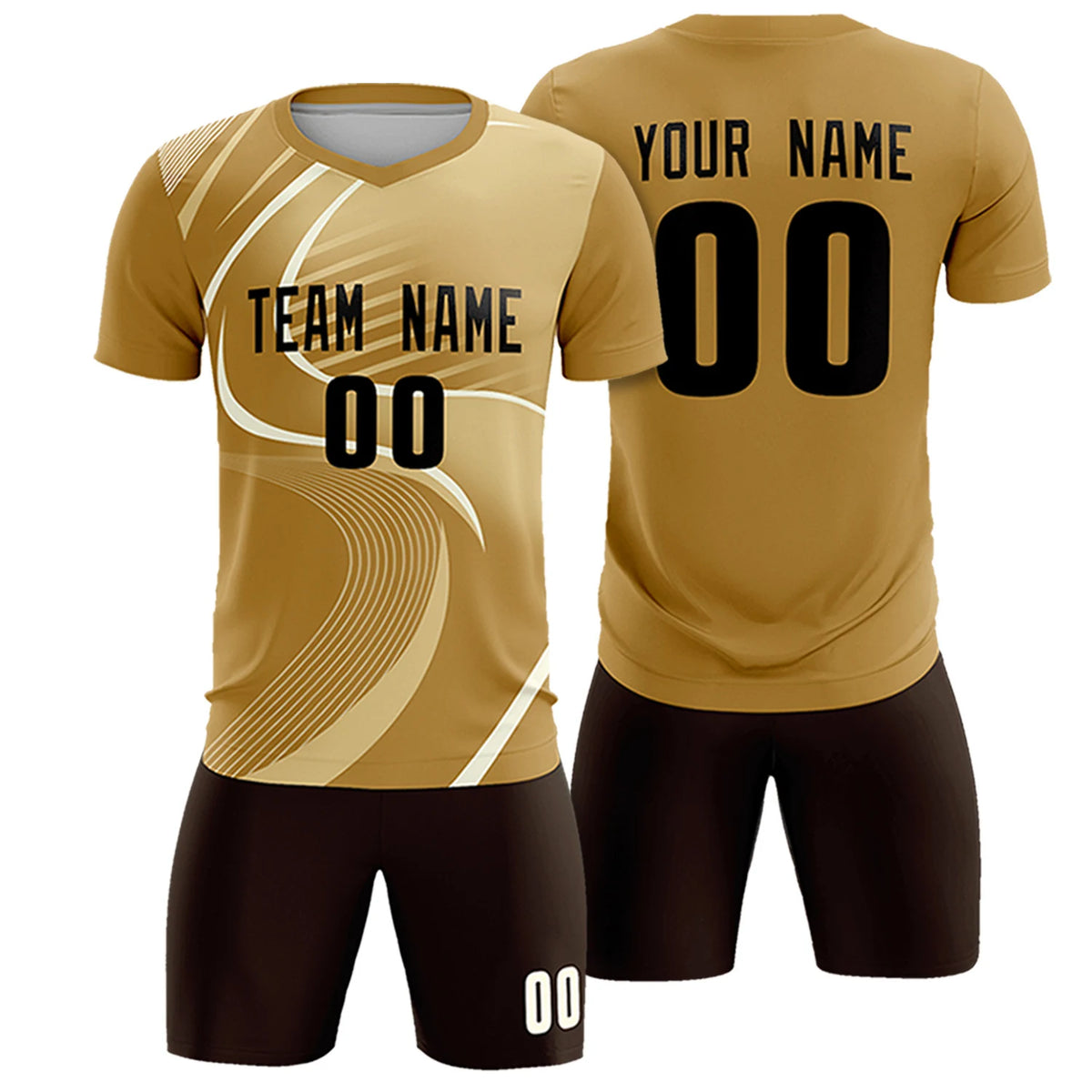 Custom Old Gold Khaki-Khaki Casual Printing Sportswear Soccer Sets Jersey