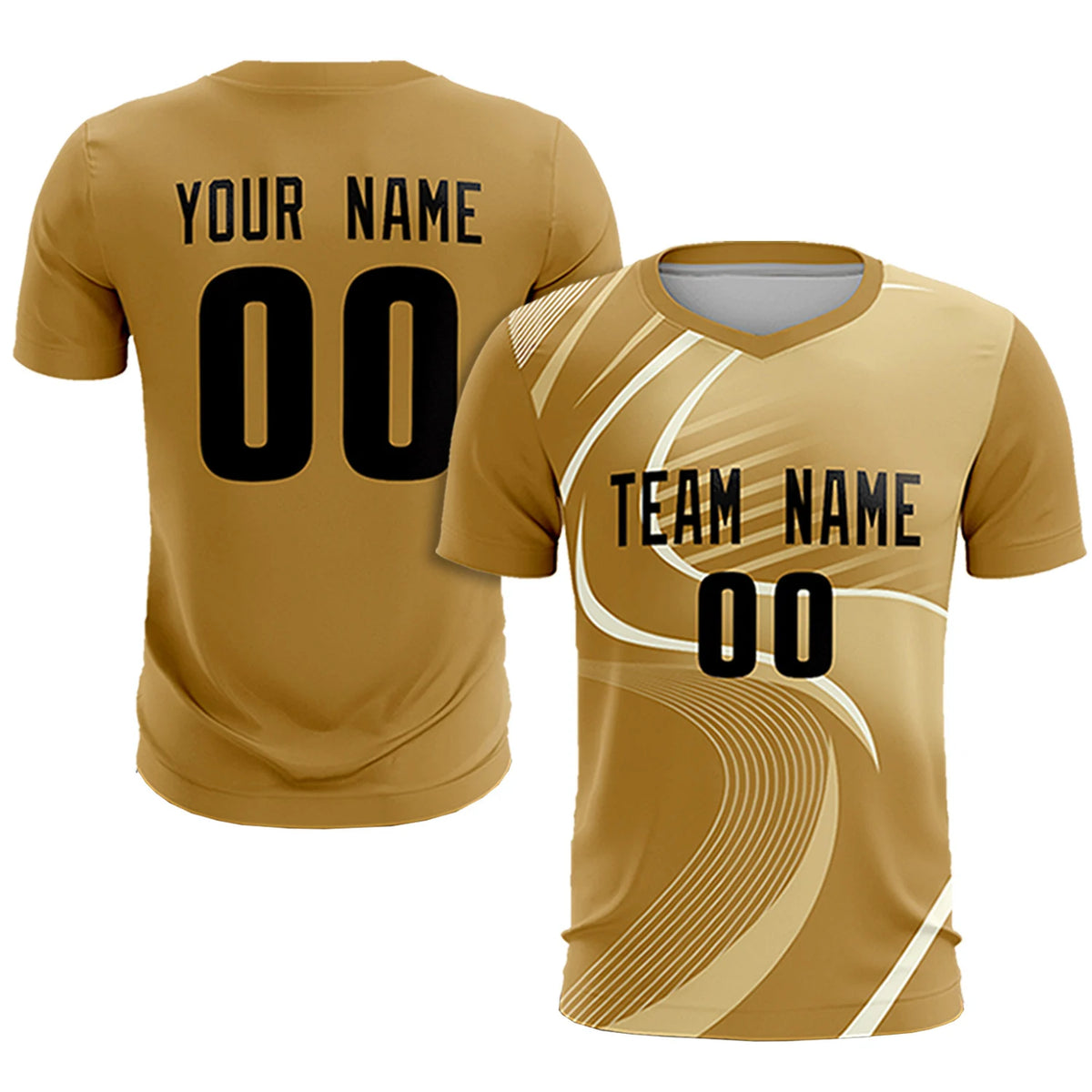 Custom Old Gold Khaki-Khaki Casual Printing Sportswear Soccer Sets Jersey