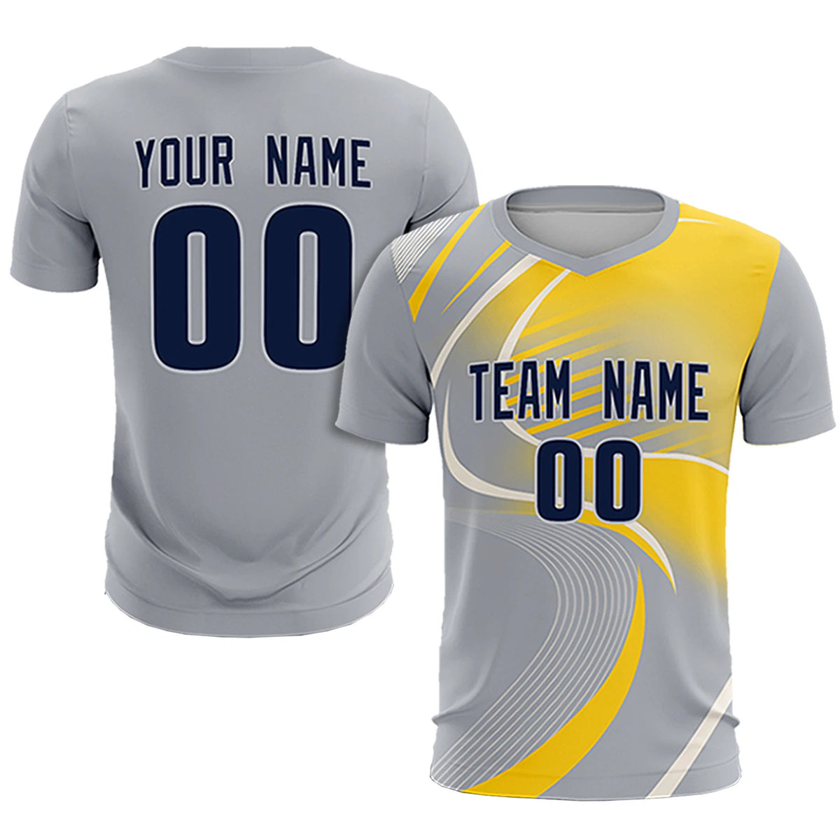 Custom Gray White-Gold01 Casual Printing Sportswear Soccer Sets Jersey