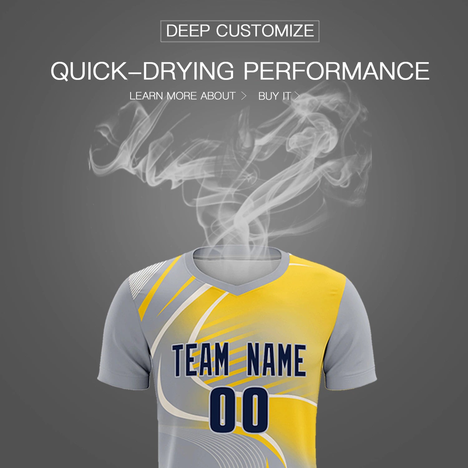 Custom Gray White-Gold01 Casual Printing Sportswear Soccer Sets Jersey