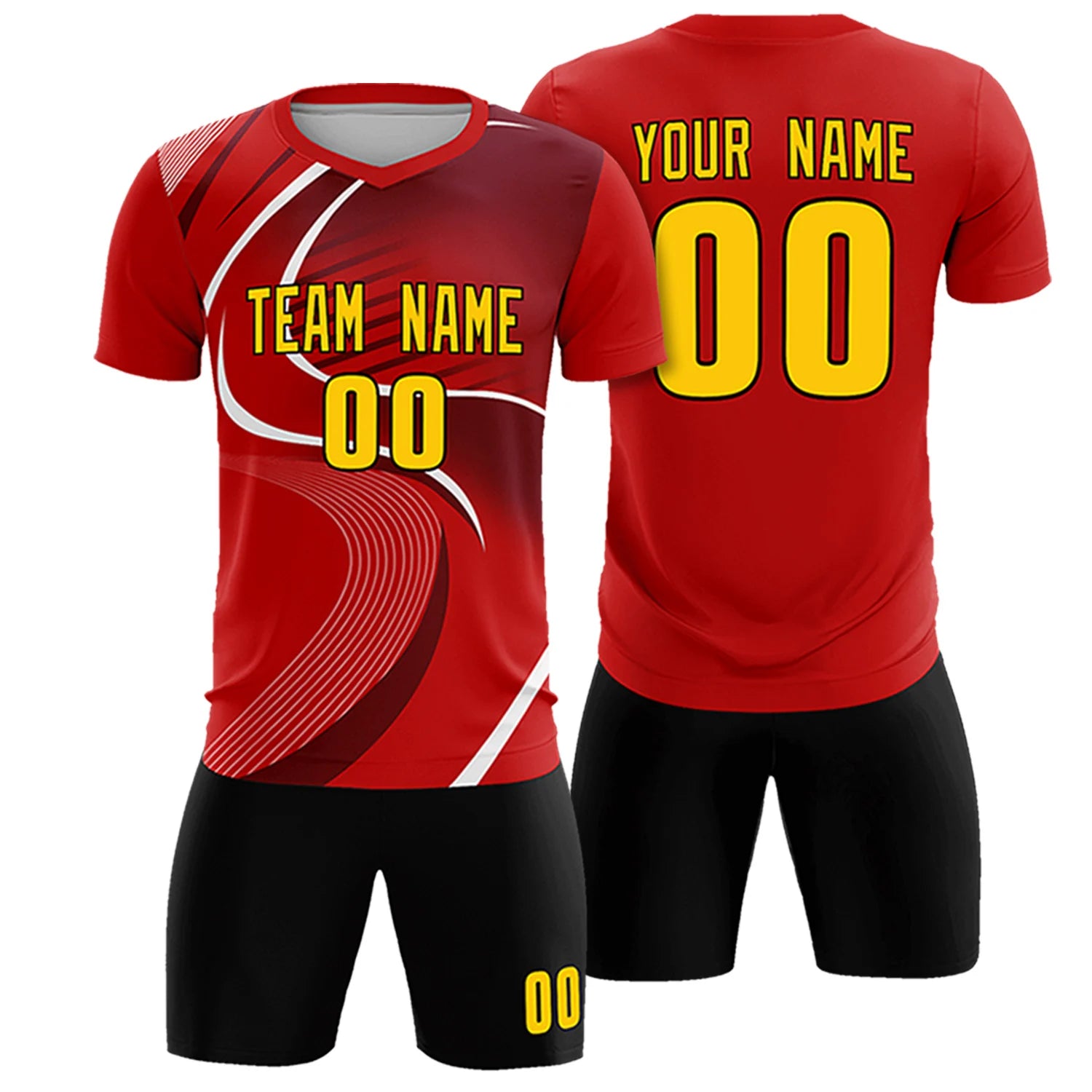 Custom Red White-Crimson Casual Printing Sportswear Soccer Sets Jersey