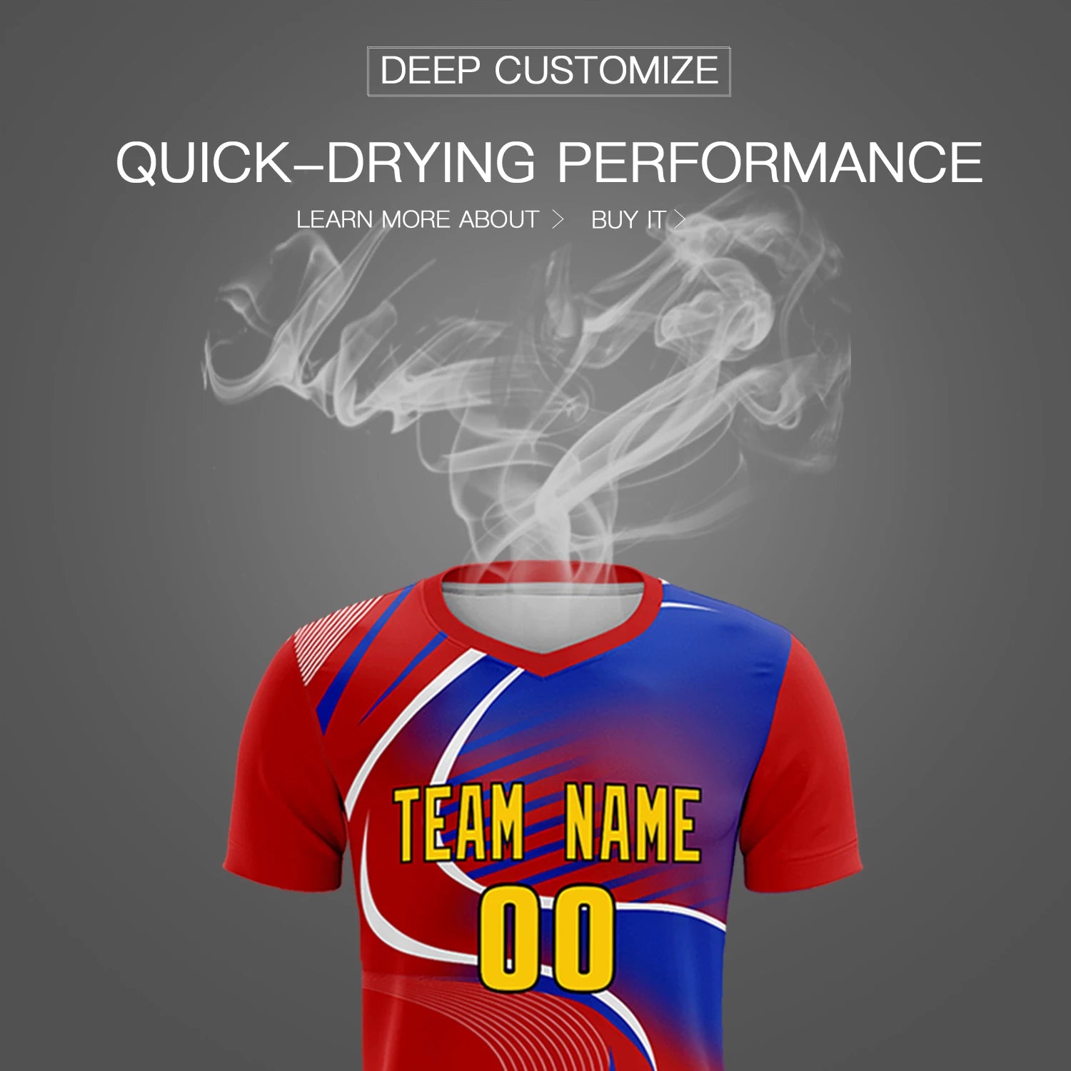 Custom Red White-Royal Blue Casual Printing Sportswear Soccer Sets Jersey