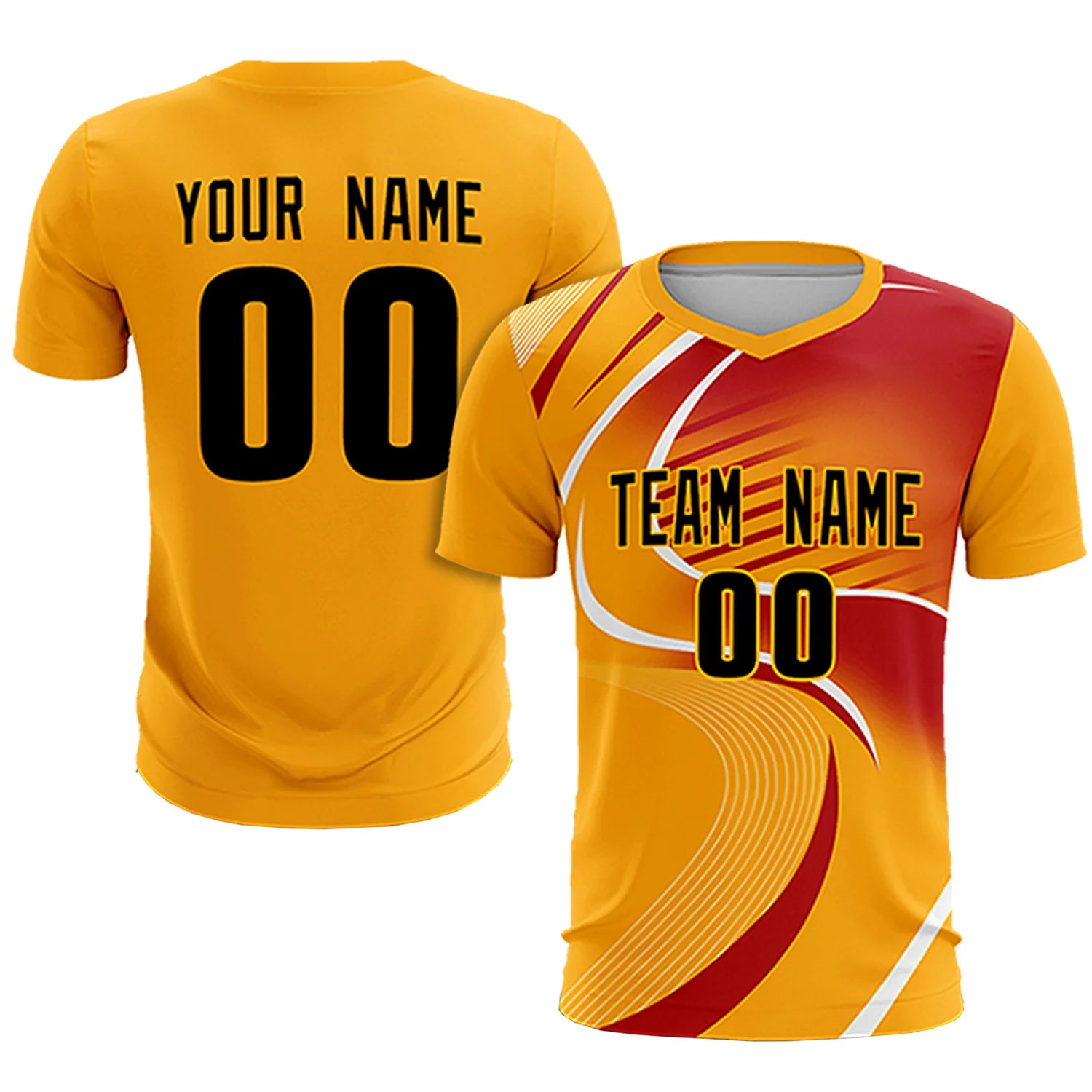 Custom Yellow White-Red Casual Printing Sportswear Soccer Sets Jersey