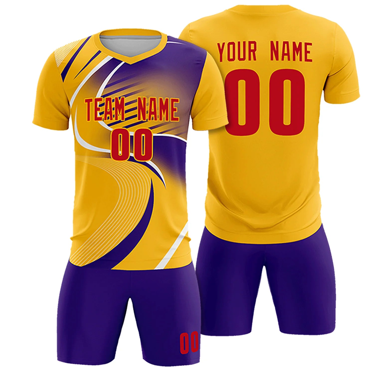 Custom Yellow White-Purple Casual Printing Sportswear Soccer Sets Jersey