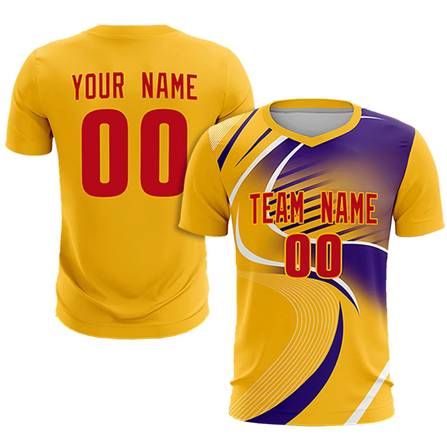 Custom Yellow White-Purple Casual Printing Sportswear Soccer Sets Jersey