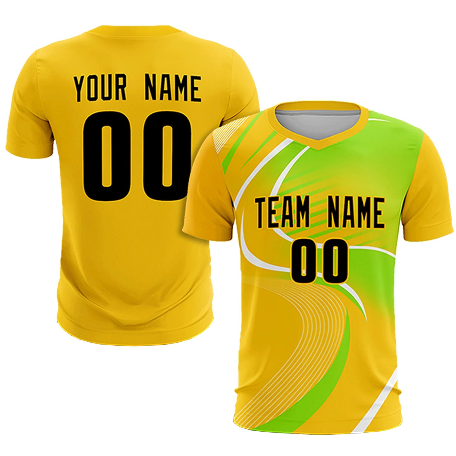 Custom Gold01 White-Neon Green Casual Printing Sportswear Soccer Sets Jersey