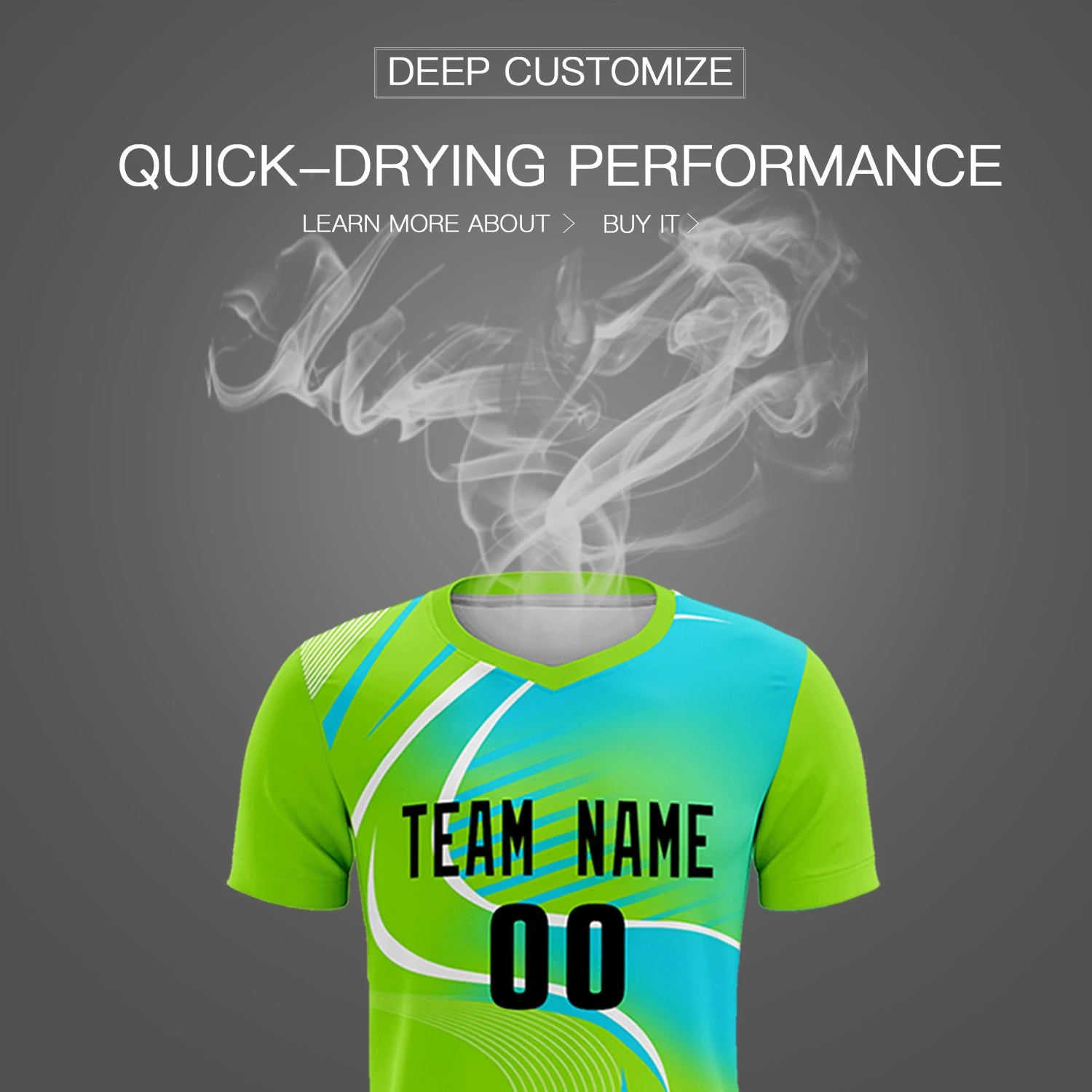 Custom Neon Green White-Sky Blue Casual Printing Sportswear Soccer Sets Jersey