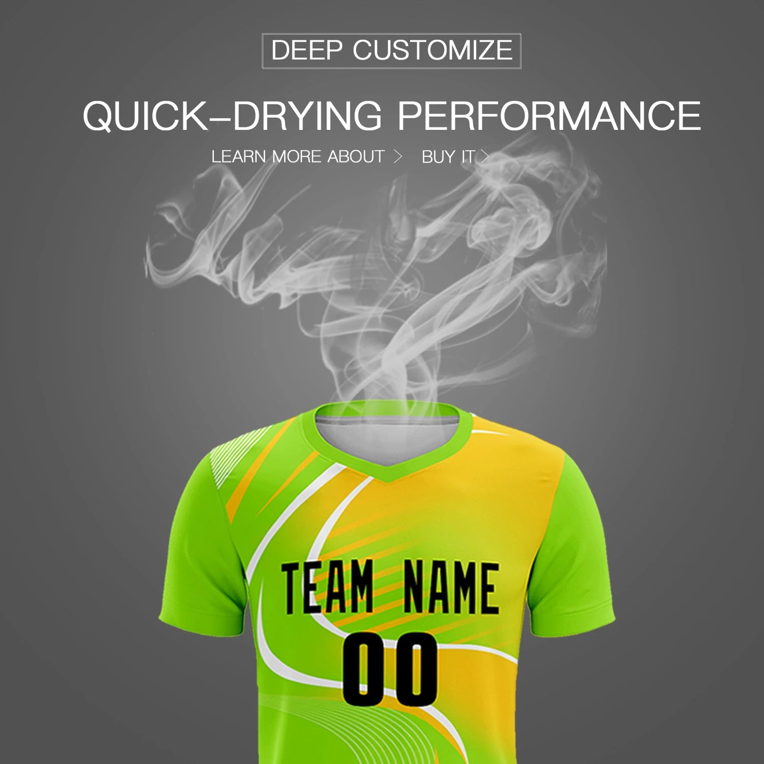 Custom Neon Green White-Gold01 Casual Printing Sportswear Soccer Sets Jersey
