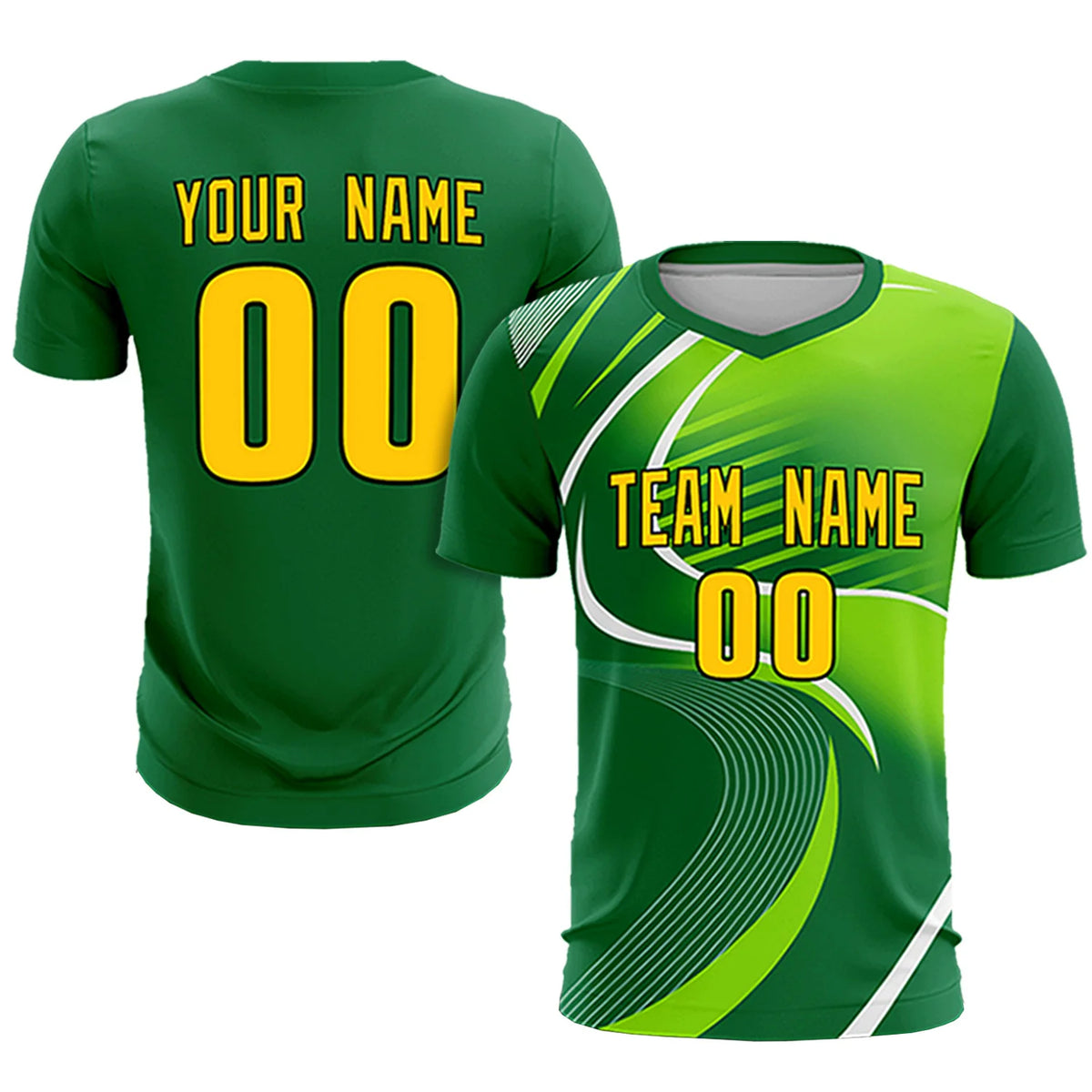 Custom Kelly Green White-Neon Green Casual Printing Sportswear Soccer Sets Jersey