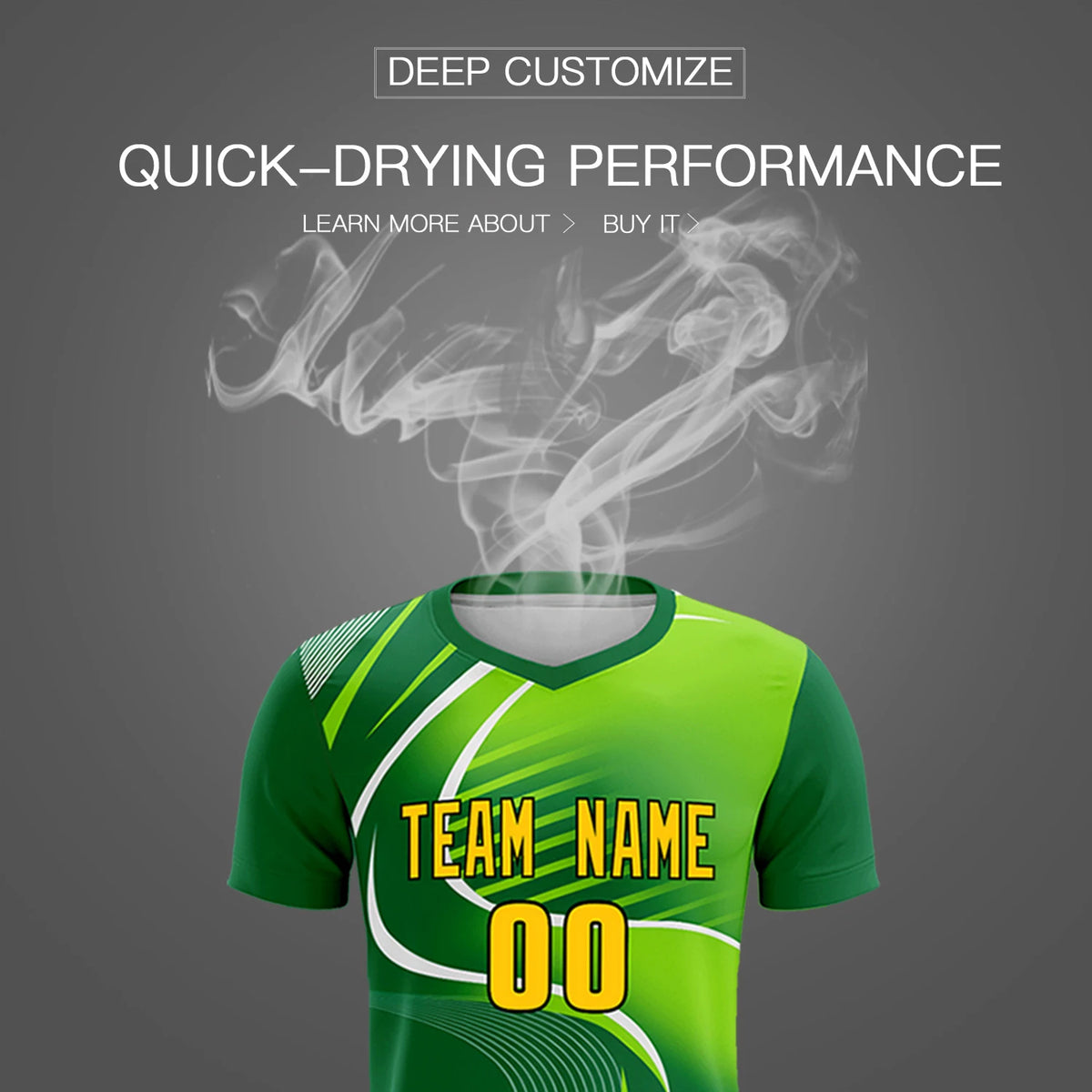 Custom Kelly Green White-Neon Green Casual Printing Sportswear Soccer Sets Jersey