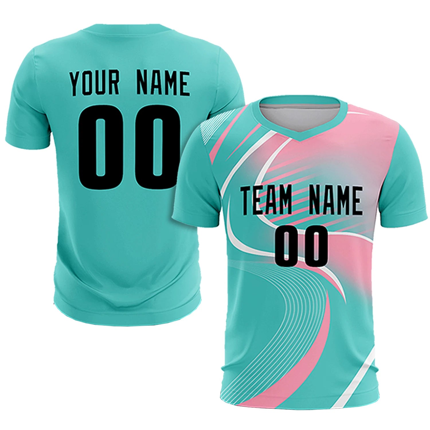 Custom Bright Green White-Pink Casual Printing Sportswear Soccer Sets Jersey