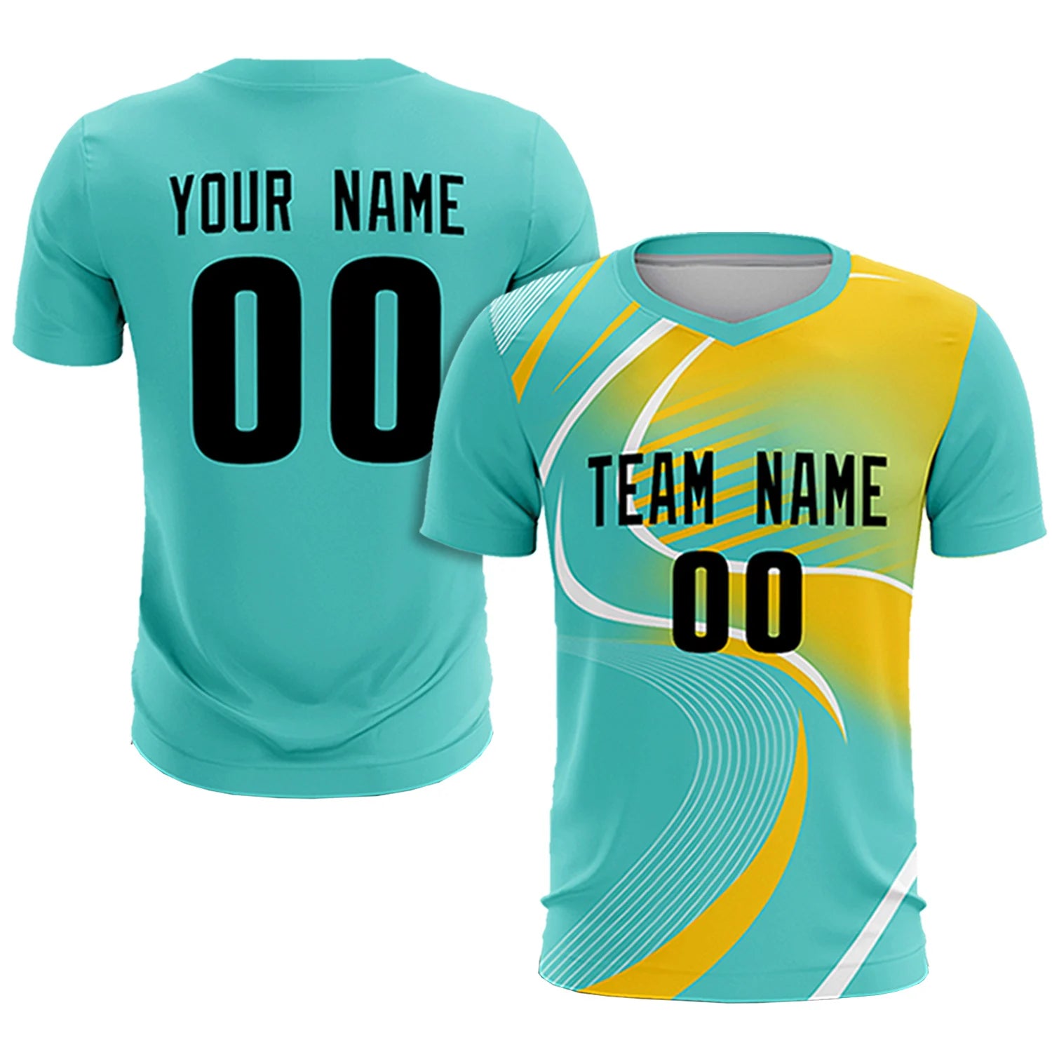 Custom Bright Green White-Gold01 Casual Printing Sportswear Soccer Sets Jersey